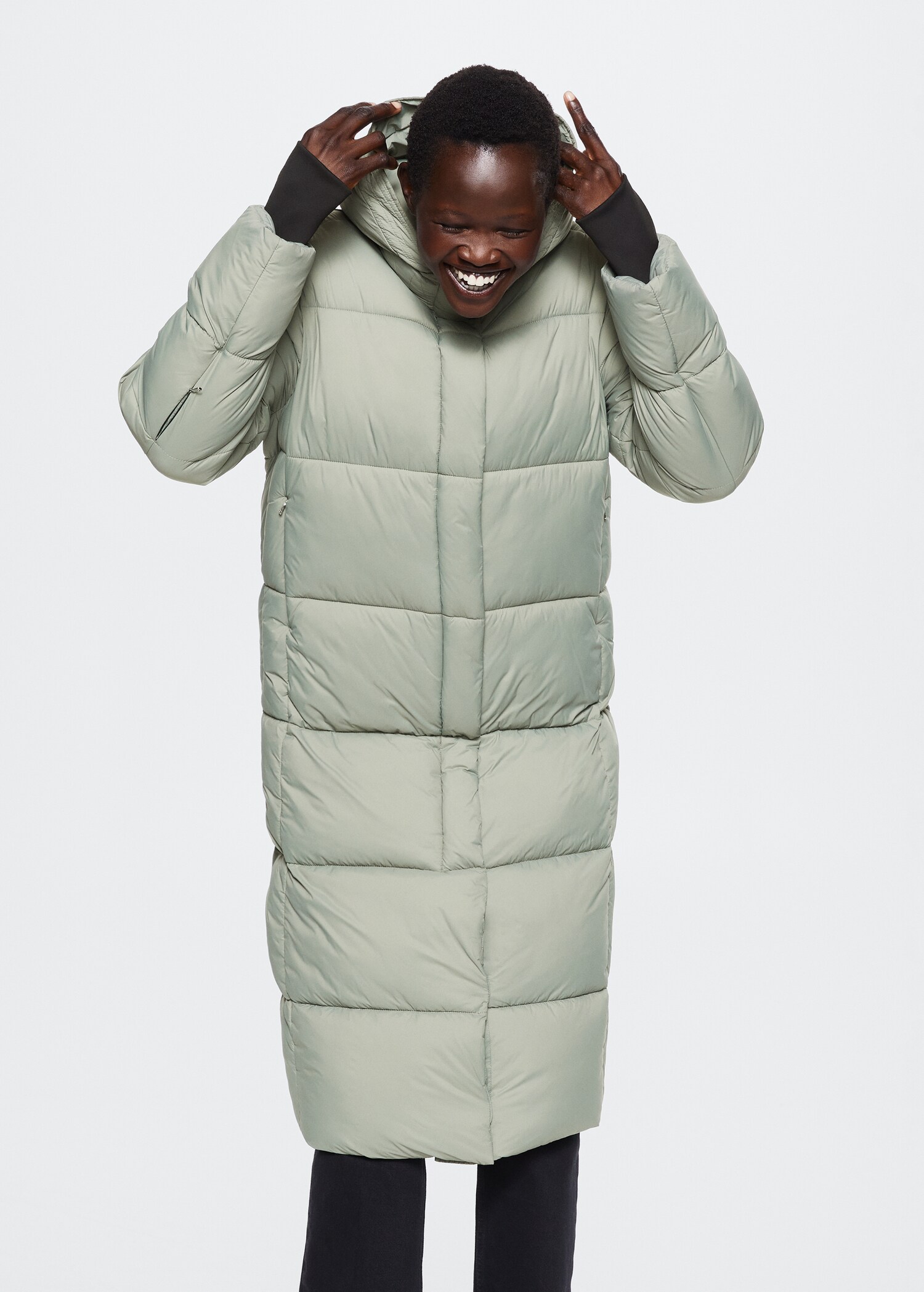 Anorak long matelassé - Plan moyen