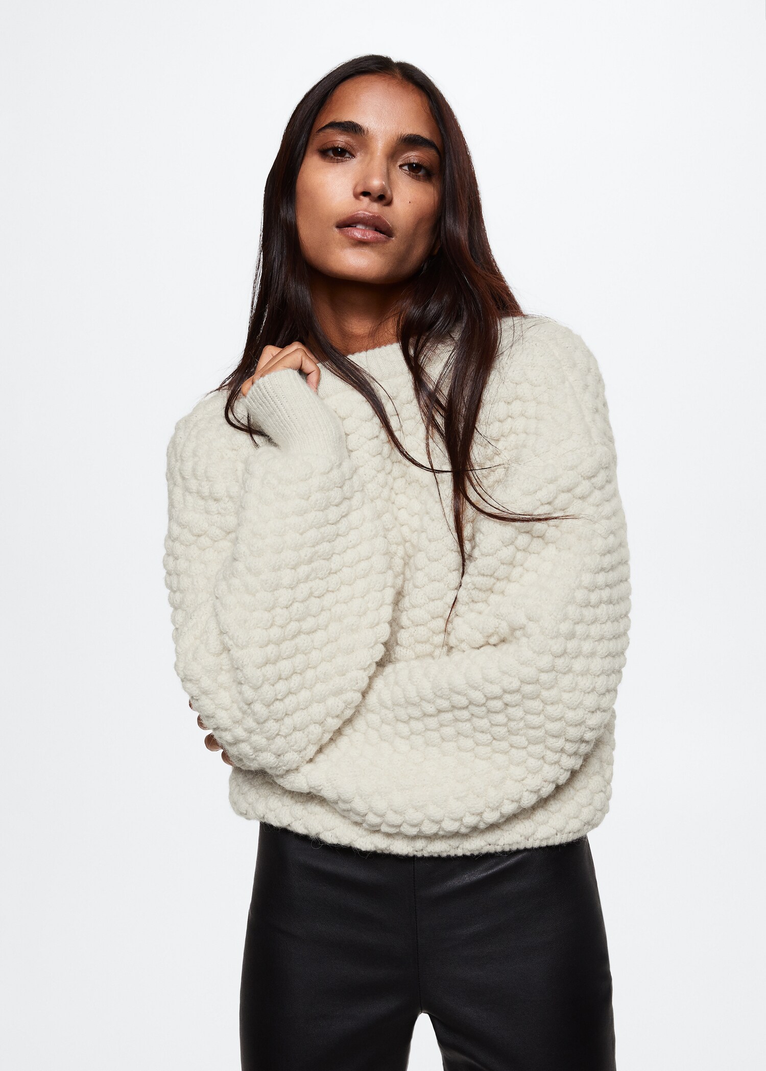 Texturierter Strickpullover - Mittlere Ansicht