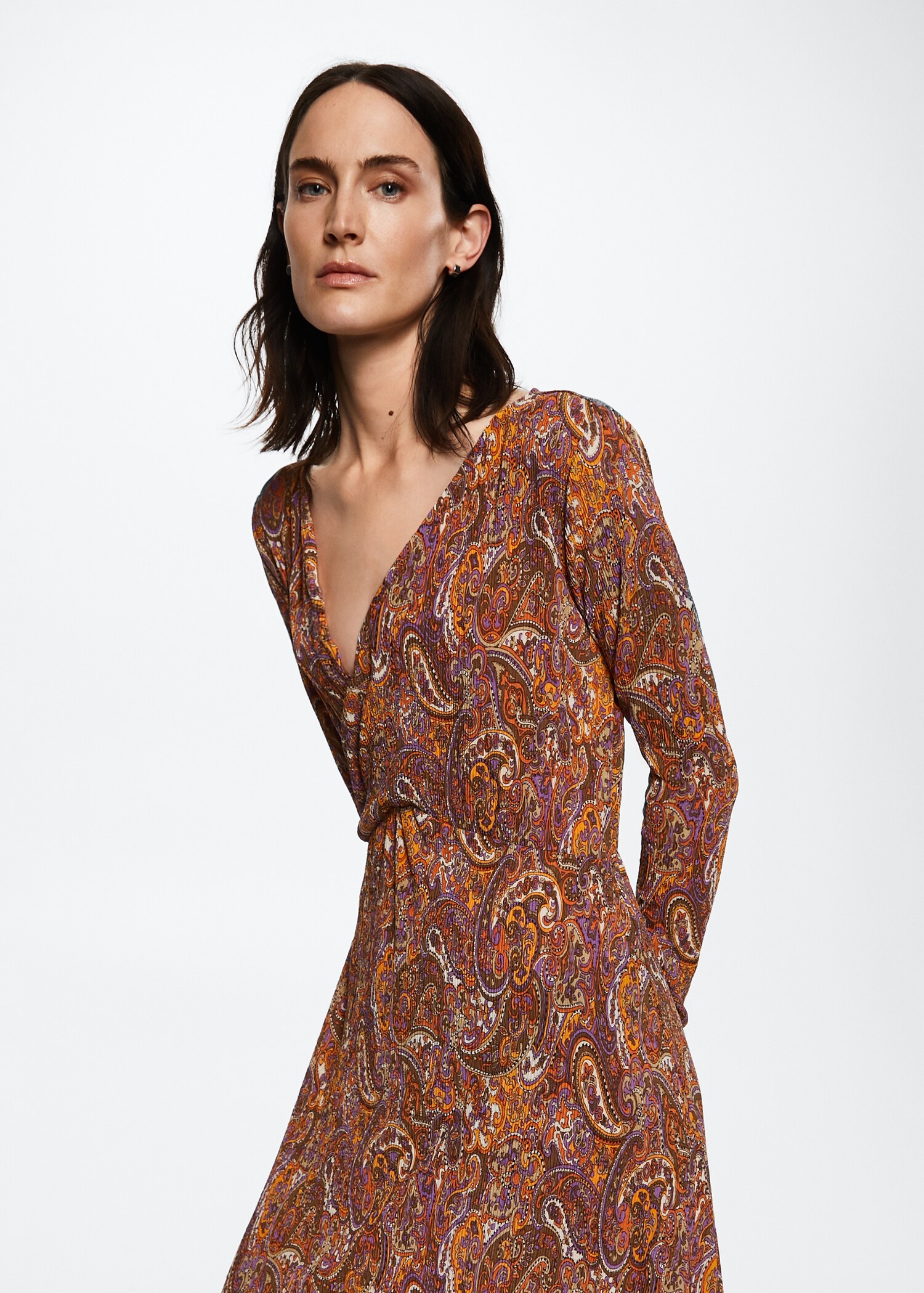 Printed textured dress - Medium plane