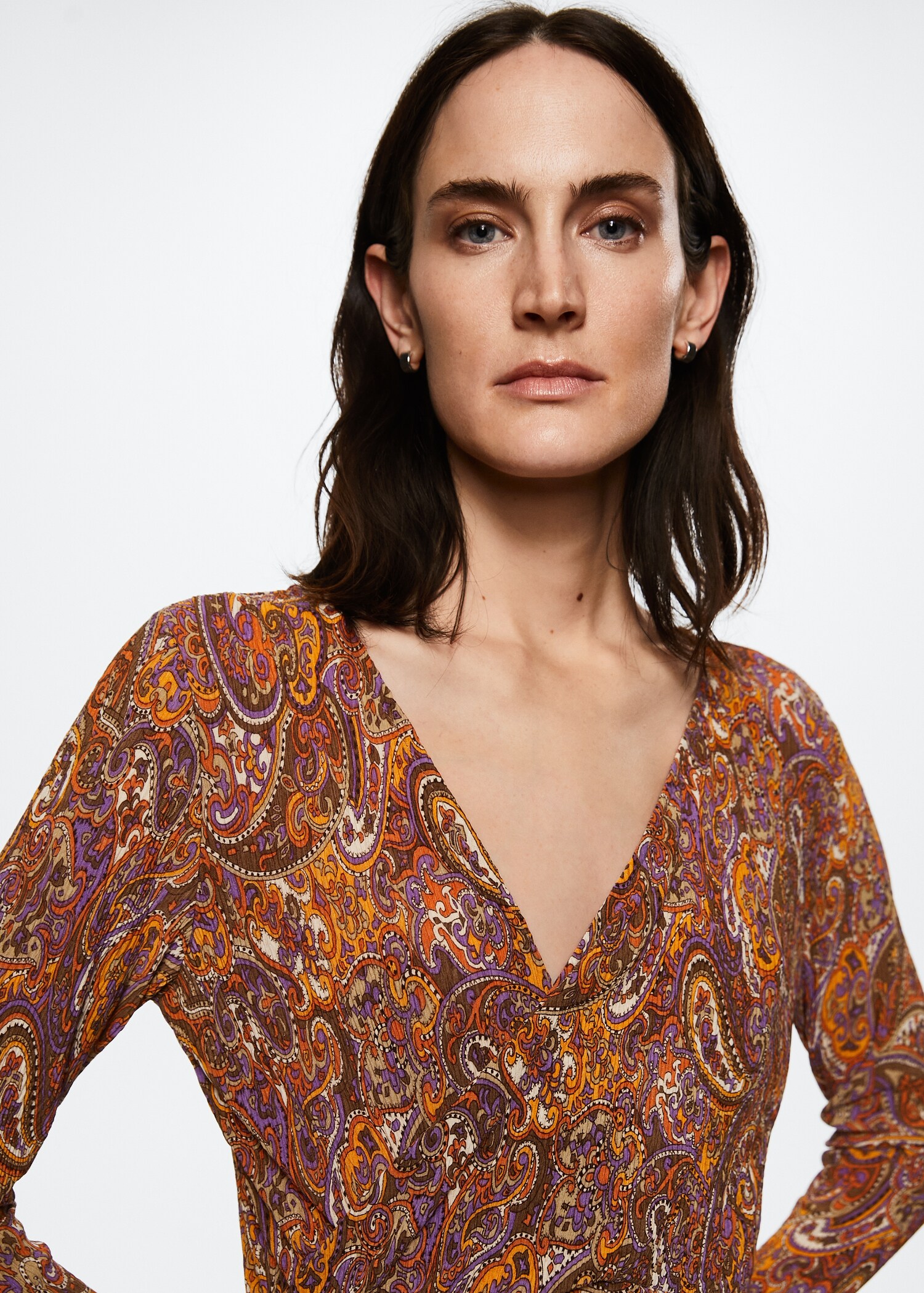 Printed textured dress - Details of the article 1