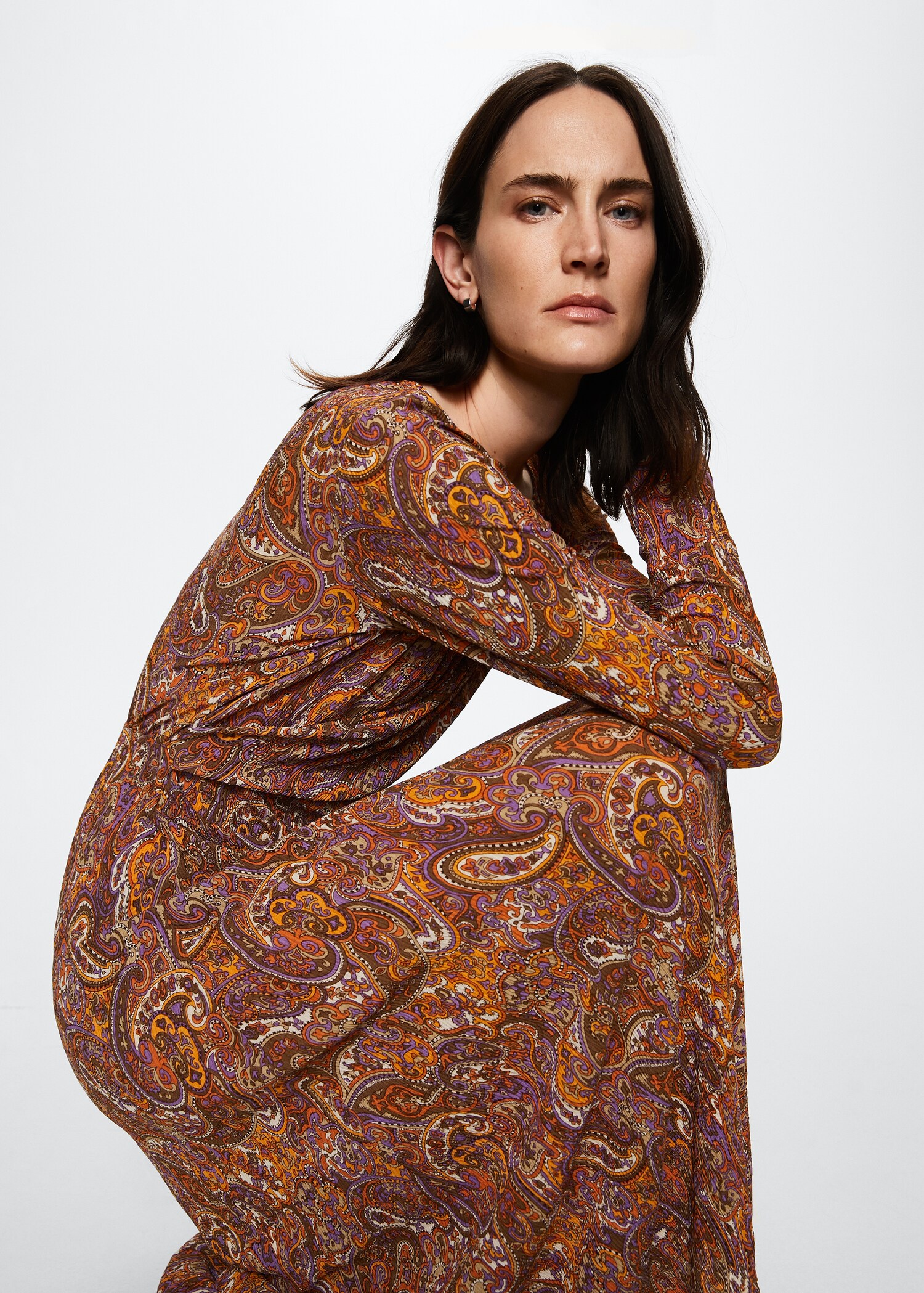 Printed textured dress - Details of the article 2