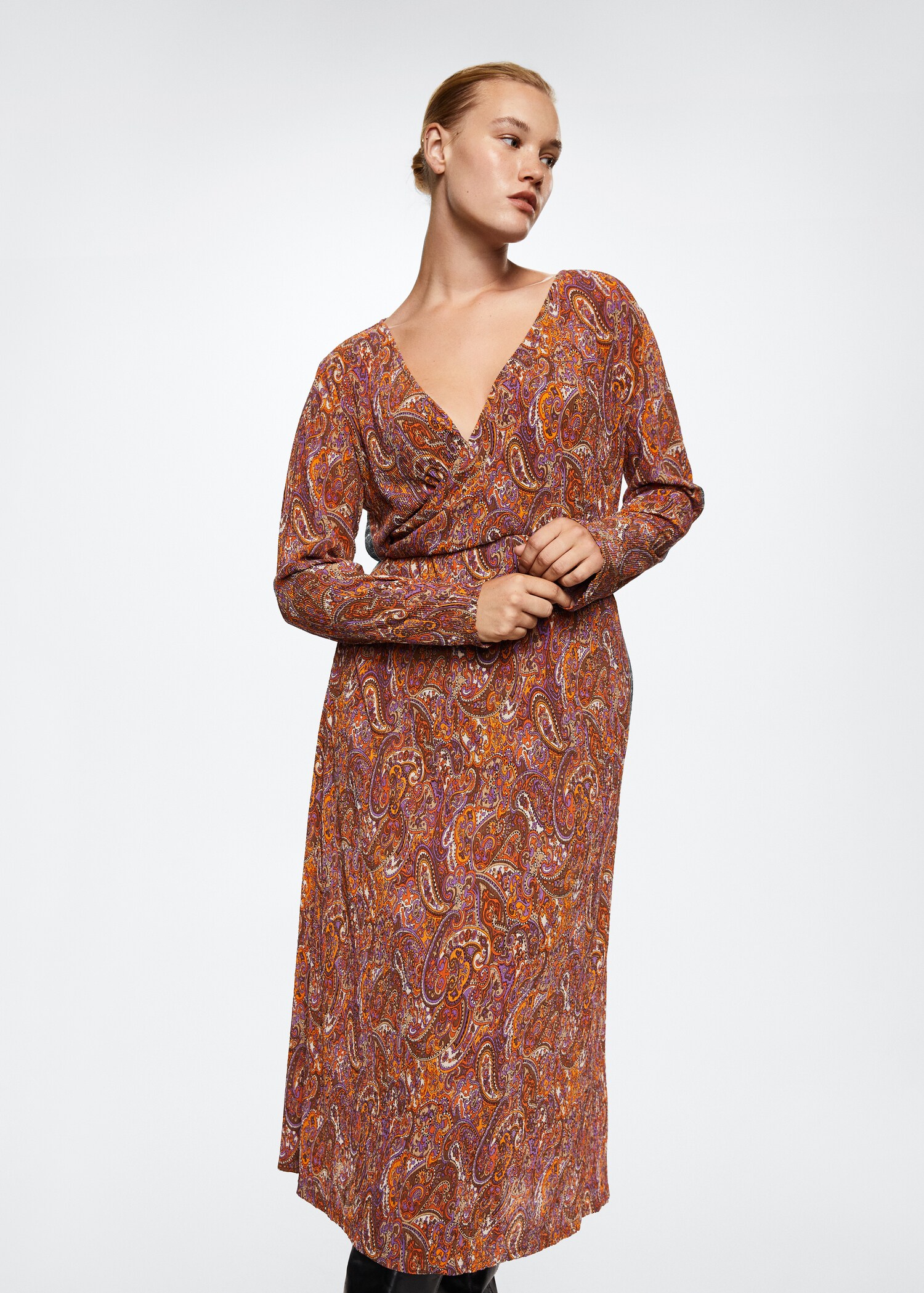 Printed textured dress - Details of the article 5