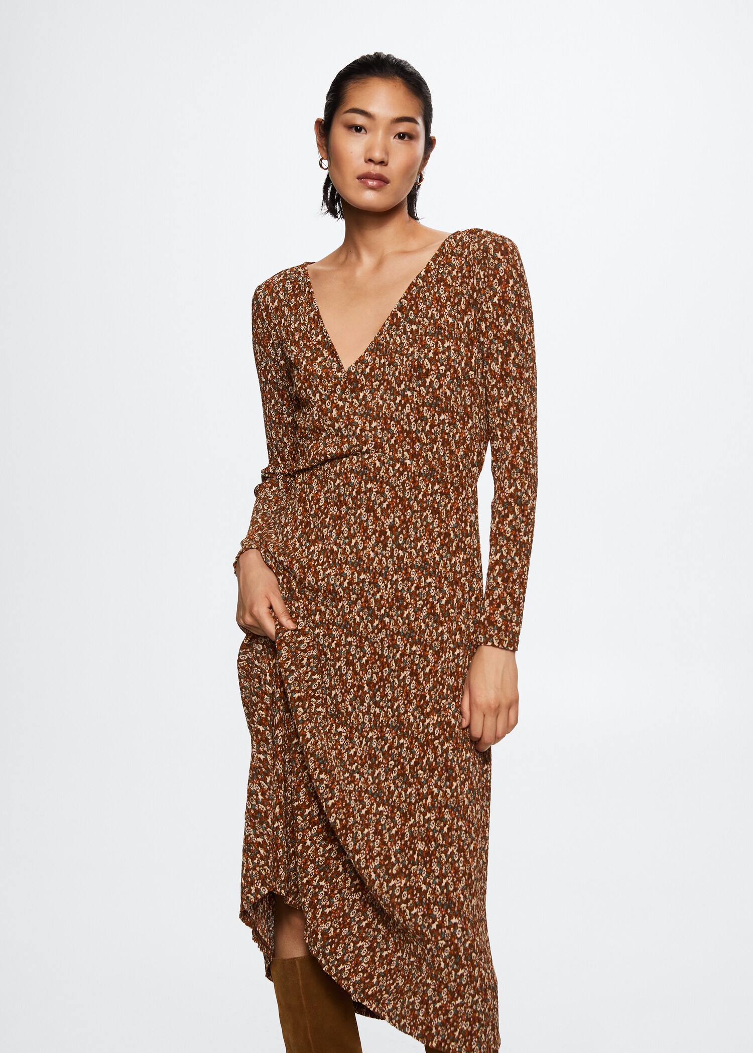 Printed textured dress - Medium plane