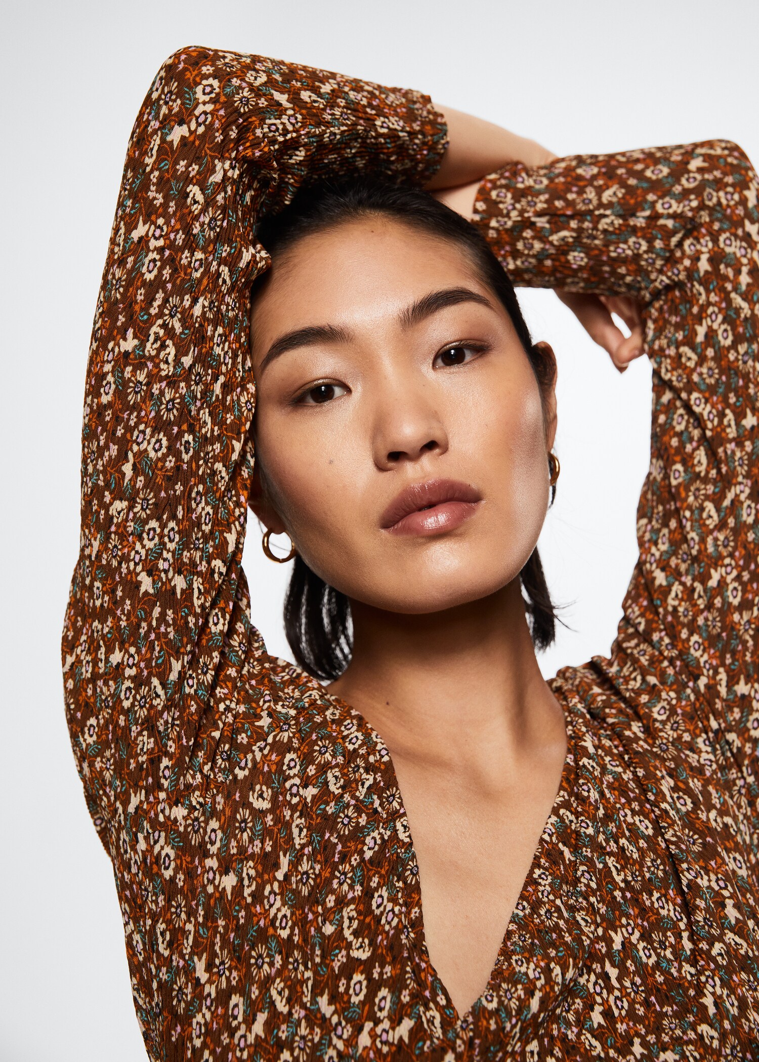 Printed textured dress - Details of the article 1