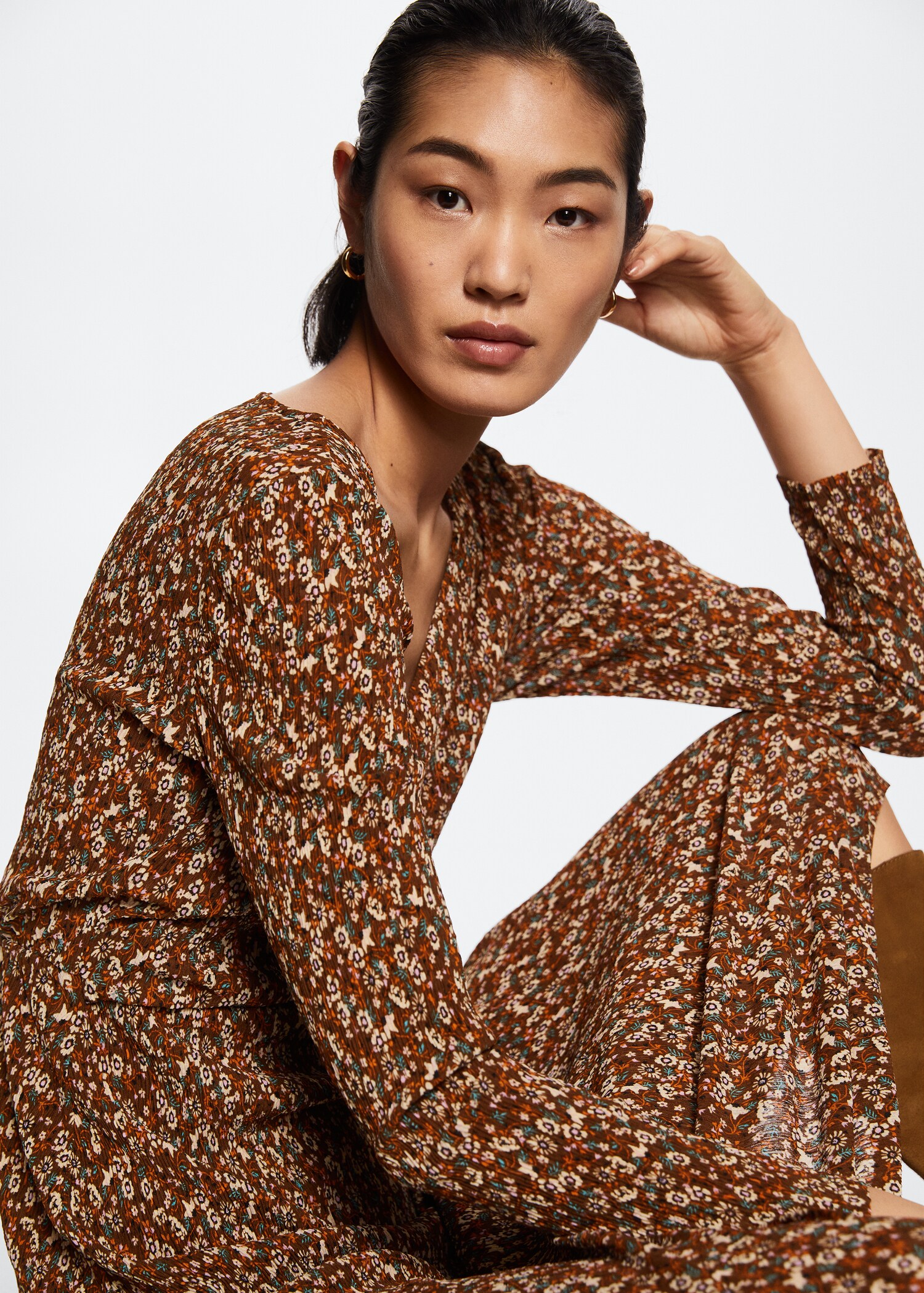 Printed textured dress - Details of the article 2