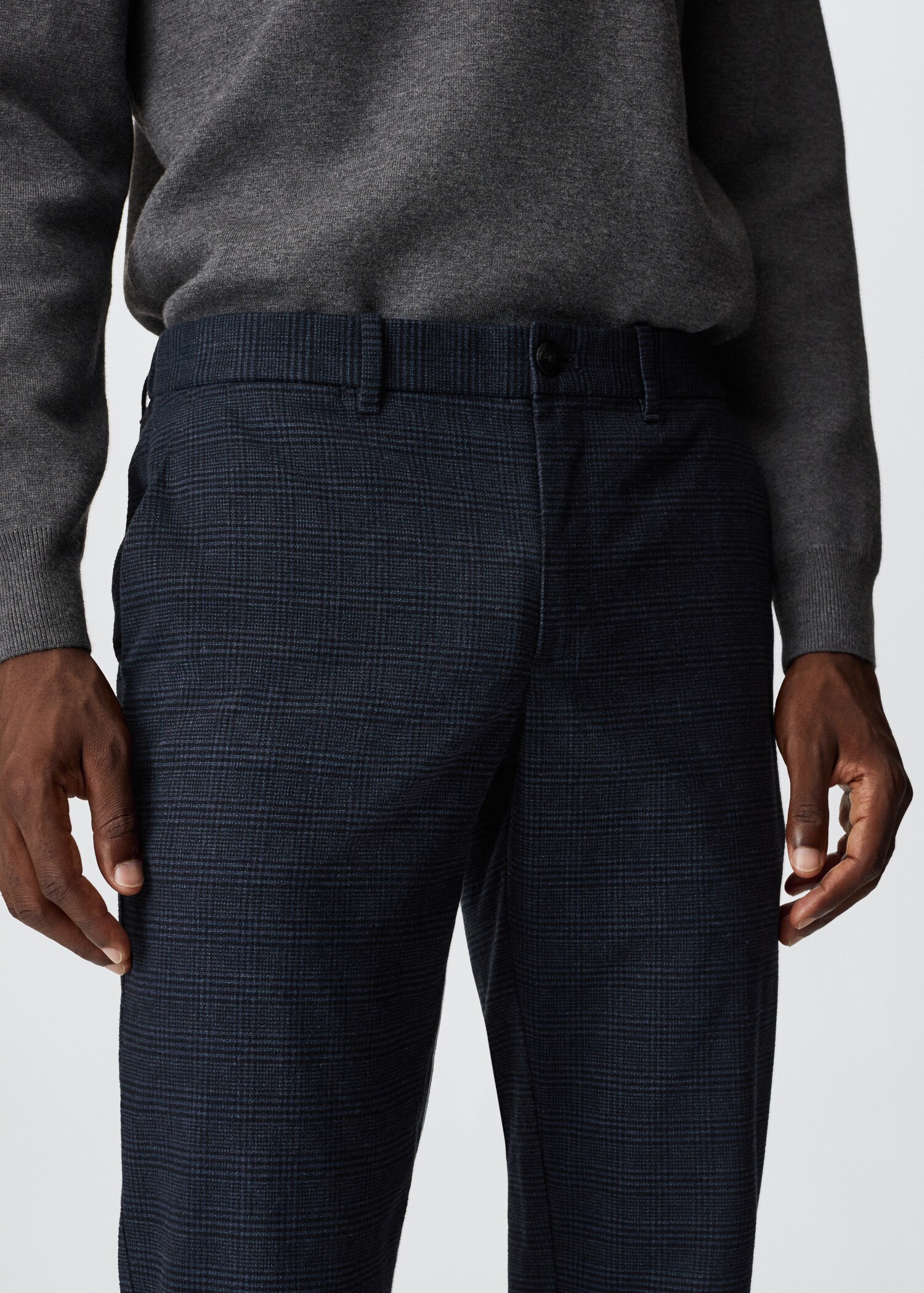 Calças slim fit de algodão aos quadrados - Pormenor do artigo 1