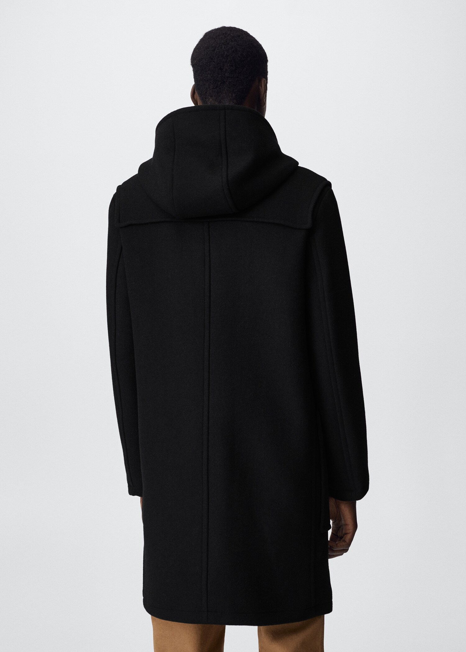 Recycled wool coat with hood - Reverse of the article