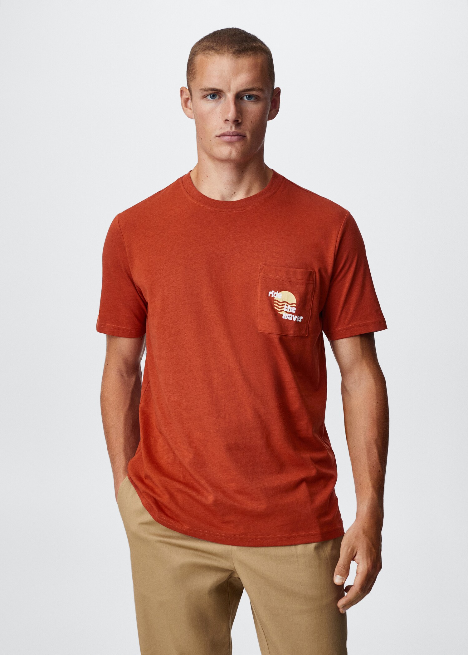 Printed pocket T-shirt - Medium plane