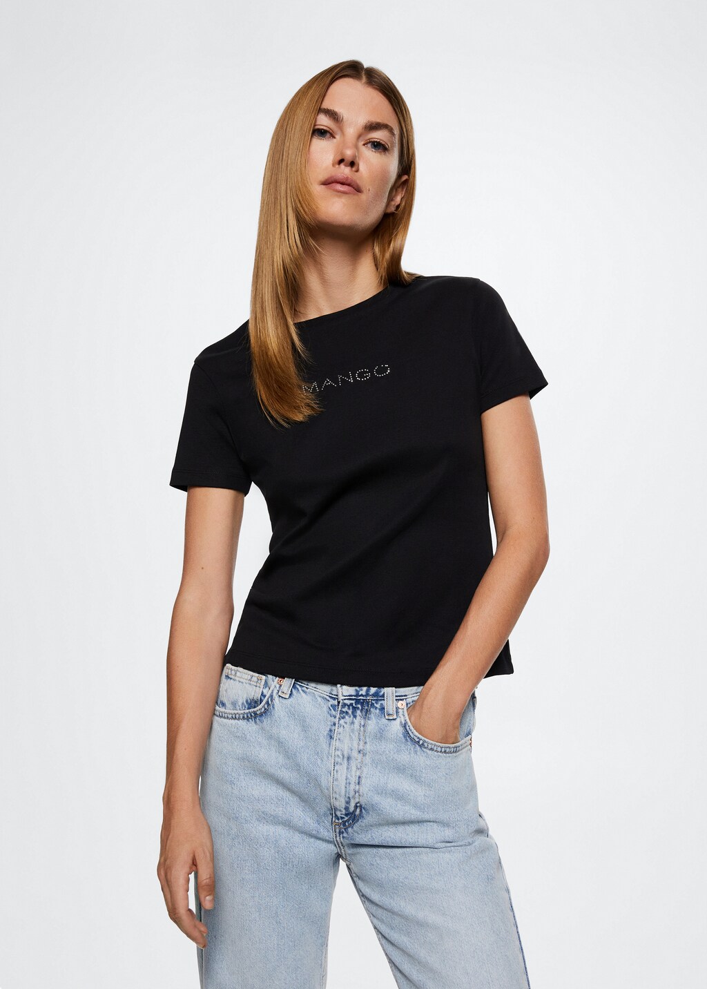 Logo strass t-shirt | MANGO Japan