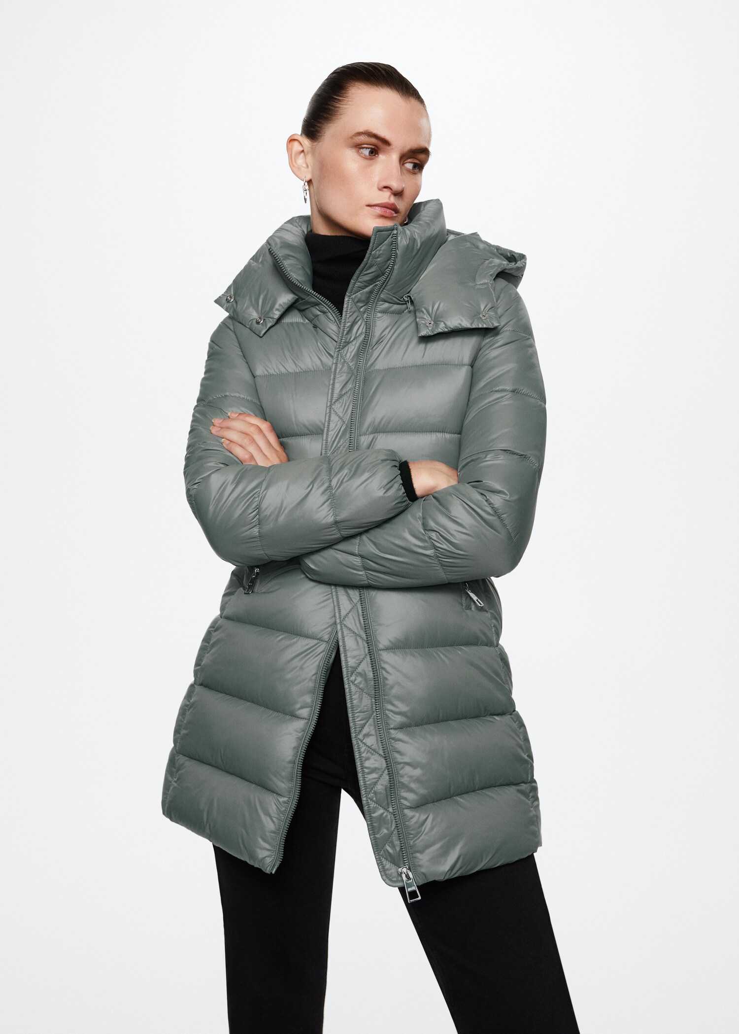 Hood quilted coat - Medium plane
