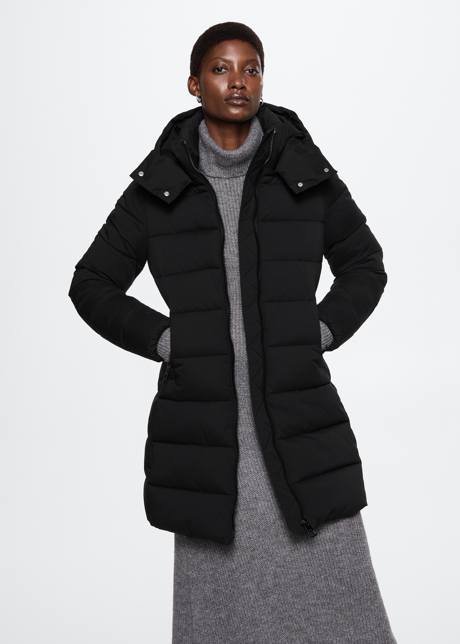 Hood quilted coat Women MANGO Moldova
