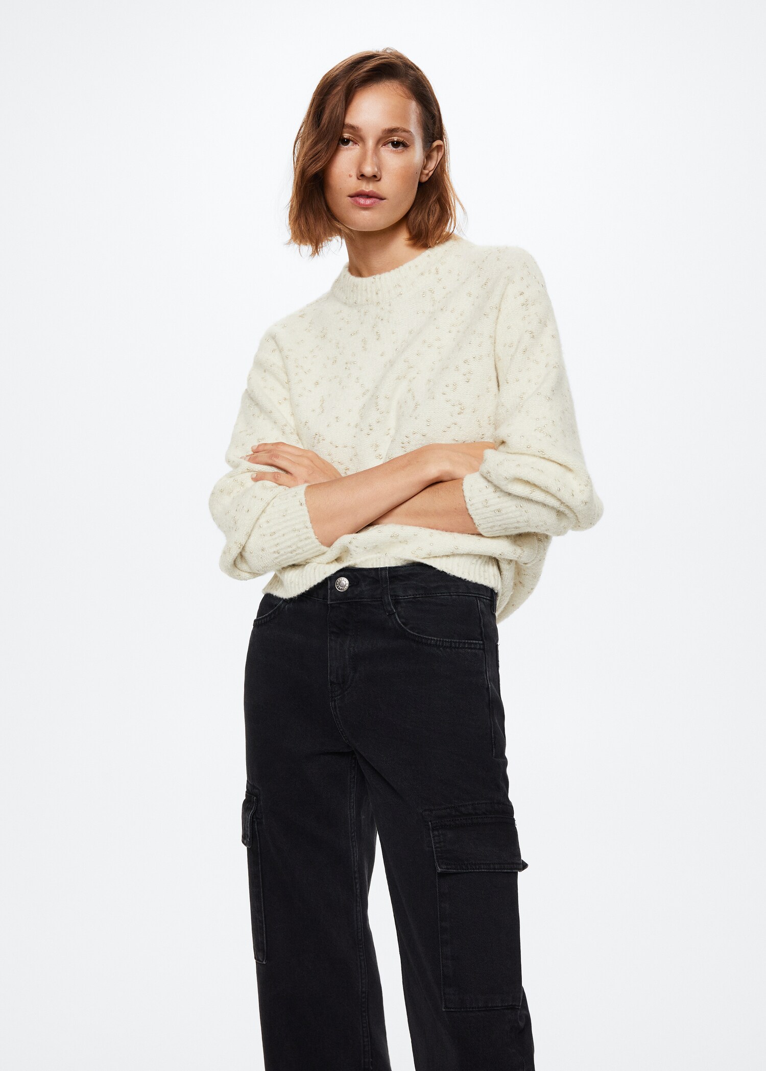 Jersey textura cuello redondo - Plano medio