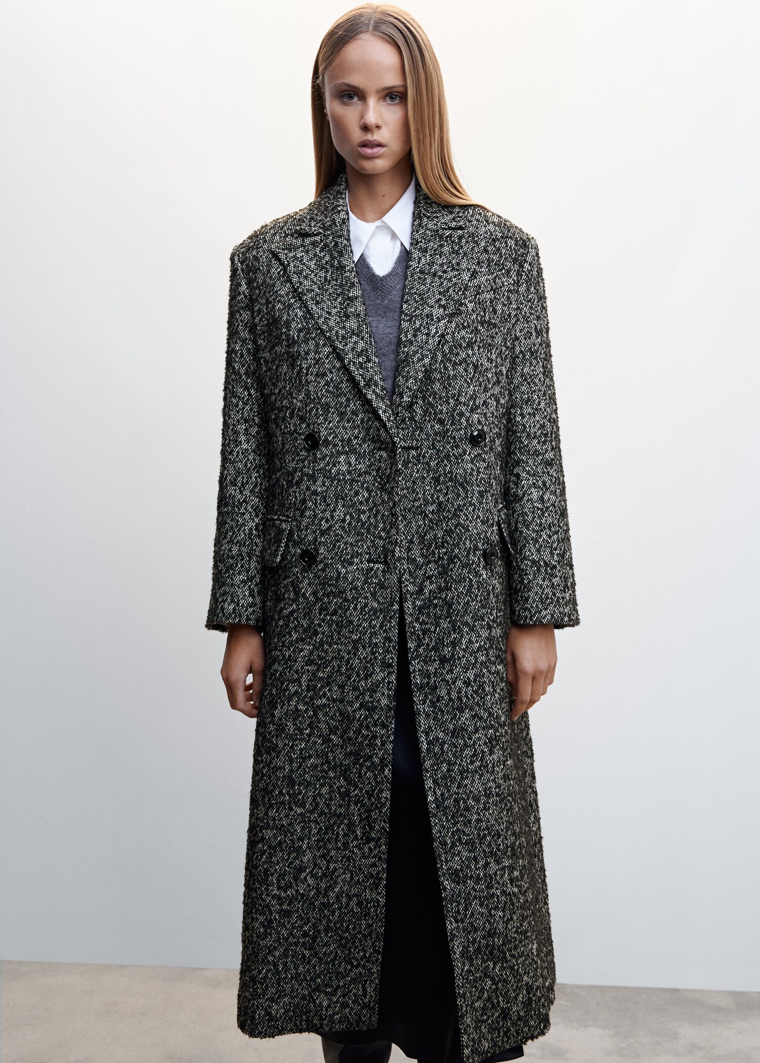 Marbled double-breasted coat - Medium plane