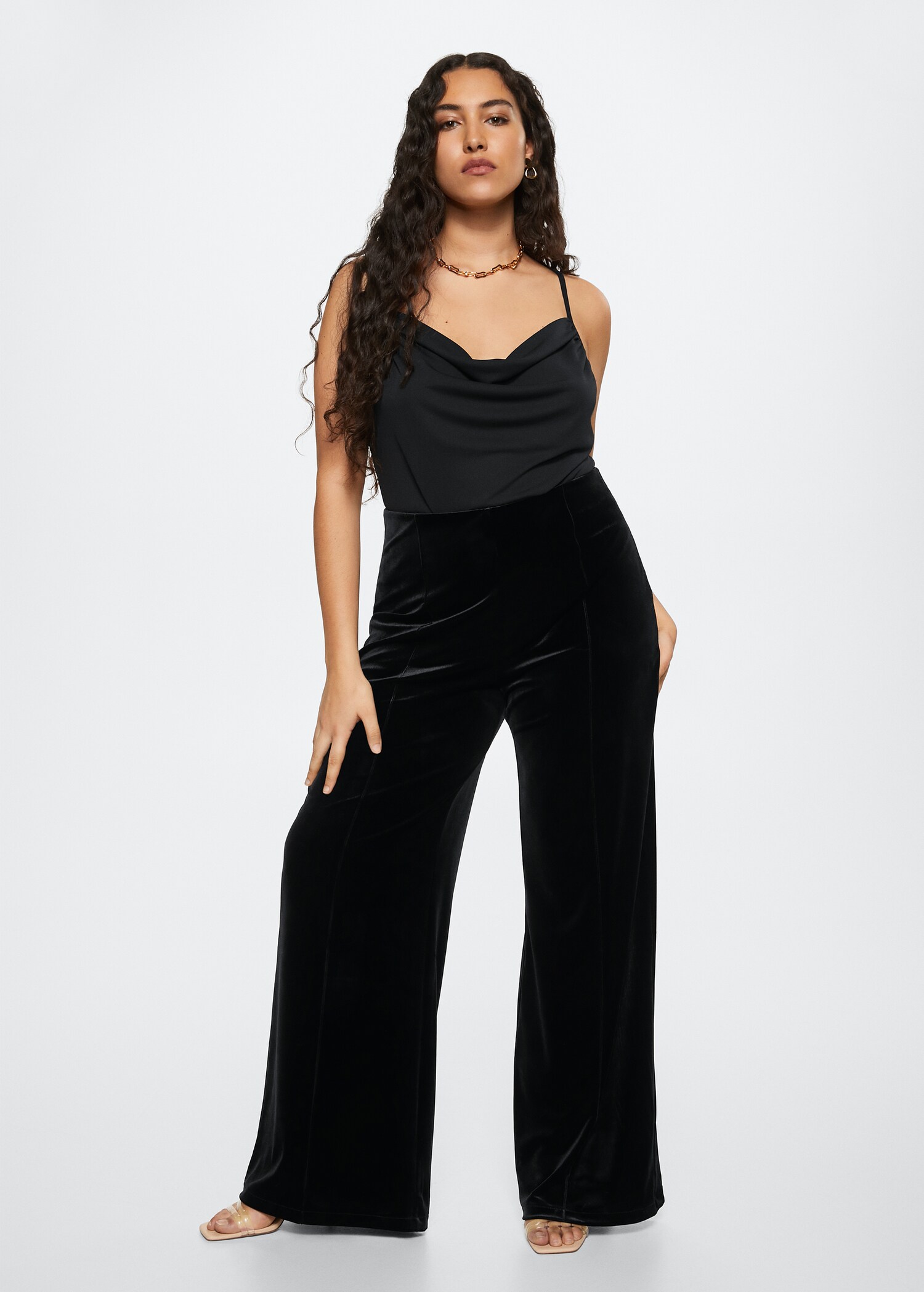 Velvet palazzo trousers - Details of the article 3