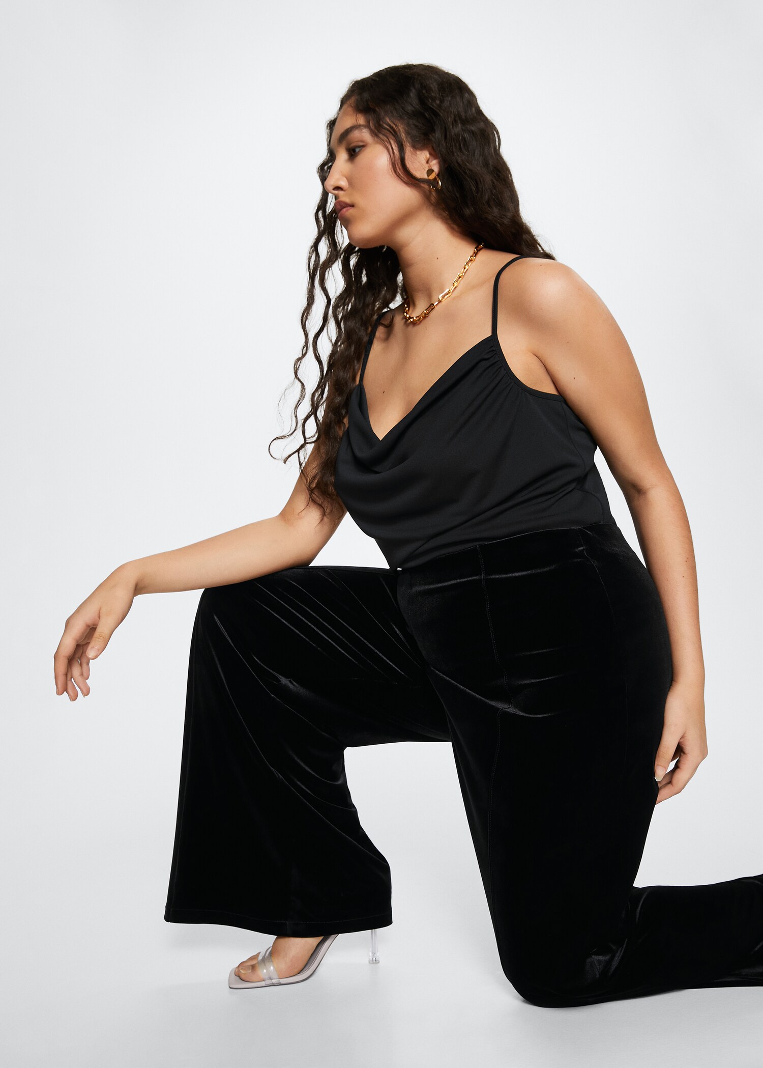 Velvet palazzo trousers - Details of the article 5