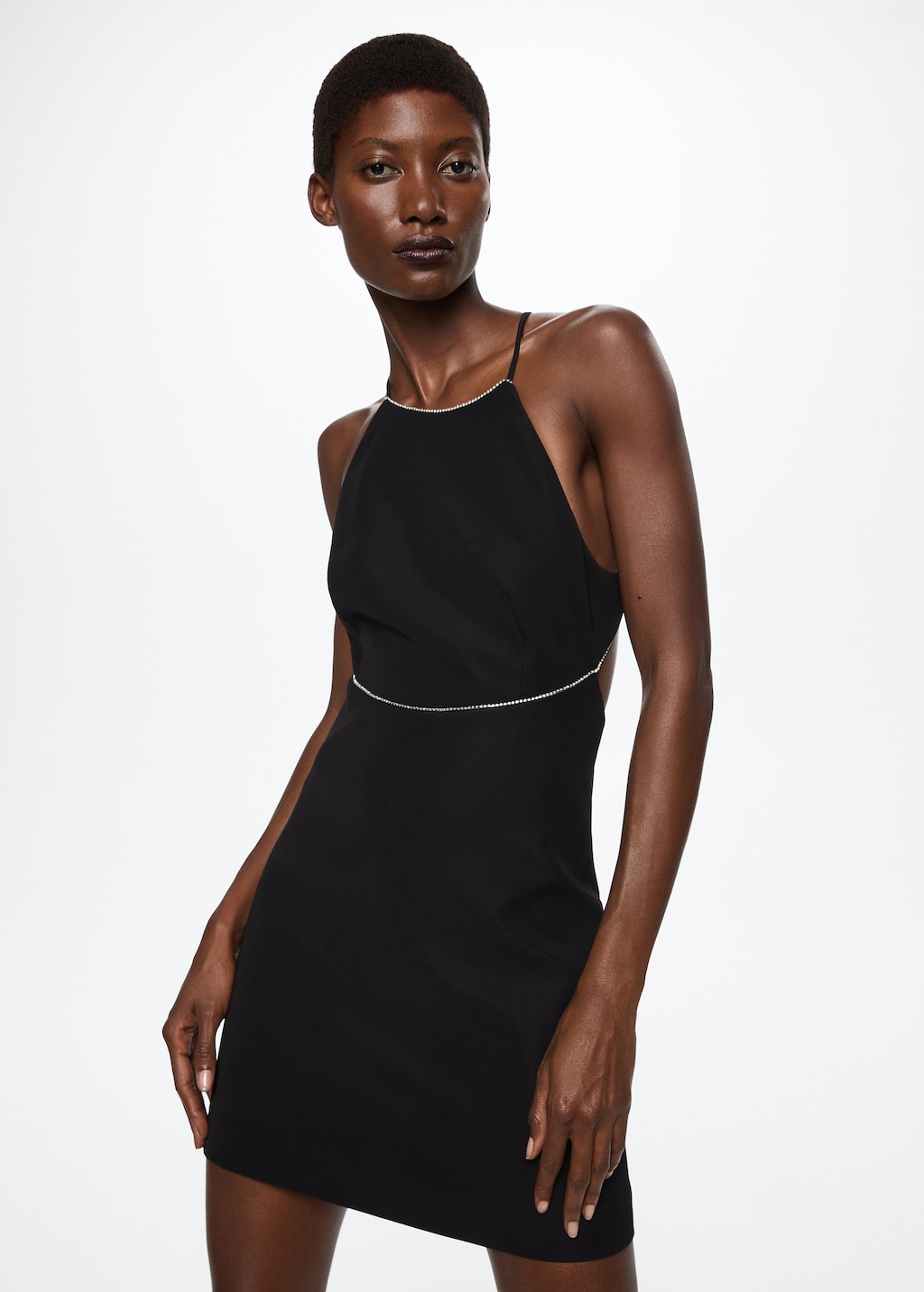 Satin dress with rhinestone body Women MANGO Georgia