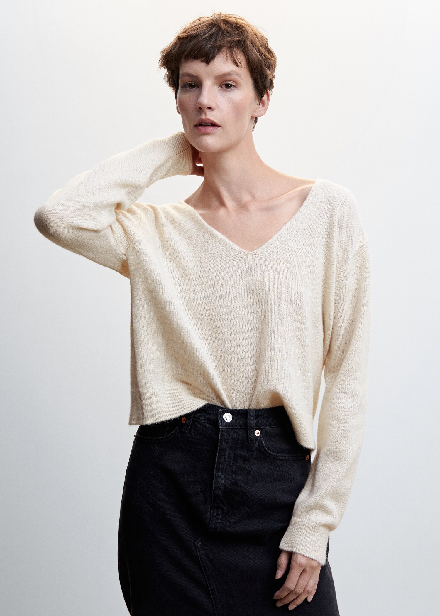 Pull-over maille col en V - Plan moyen