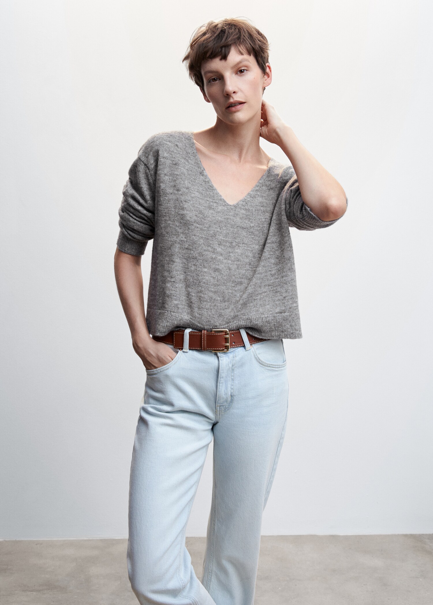 Pull-over maille col en V - Plan moyen