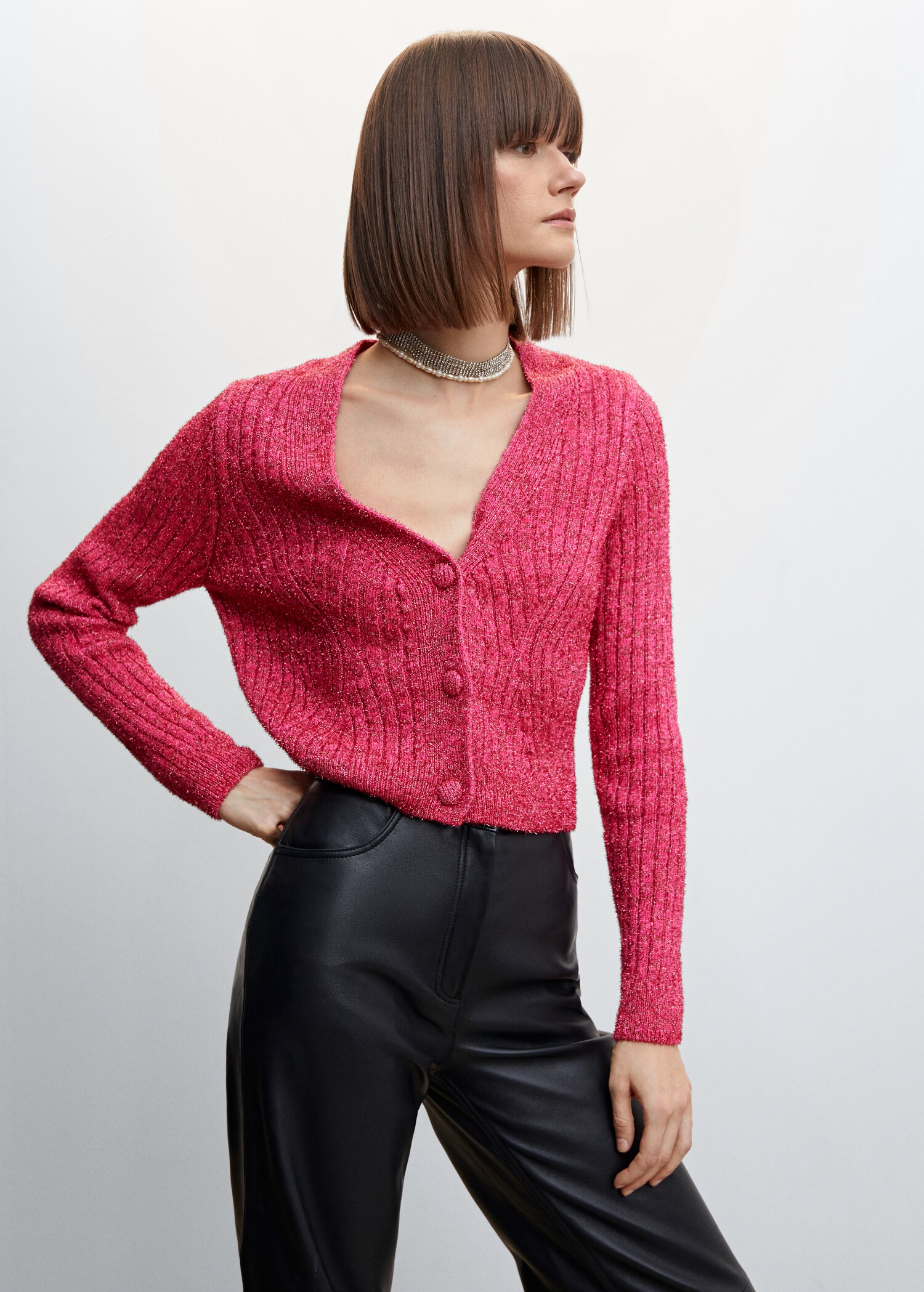 Lurex vest met knopen - Middenvlak