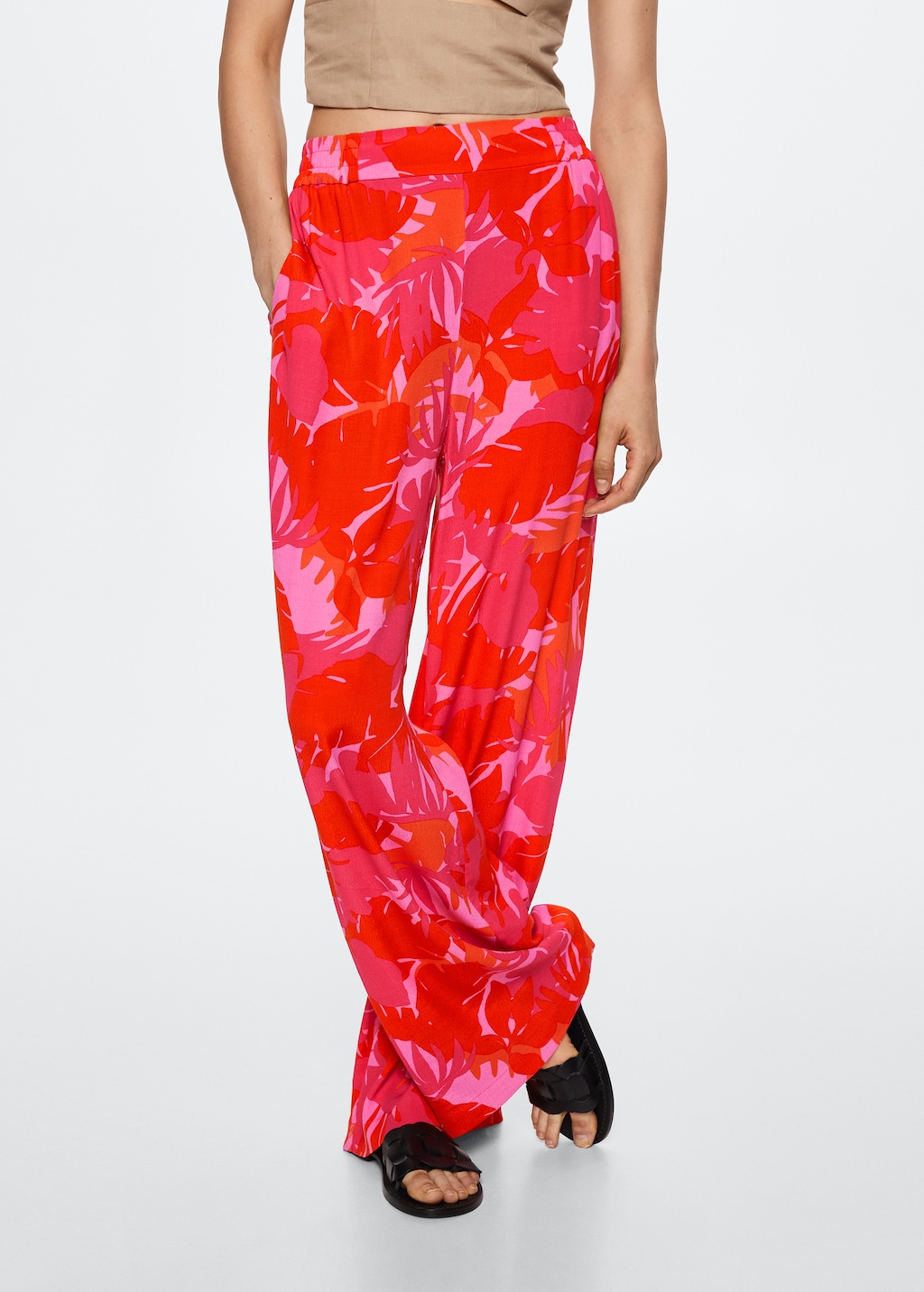Pantalon imprimé fluide femme hot sale