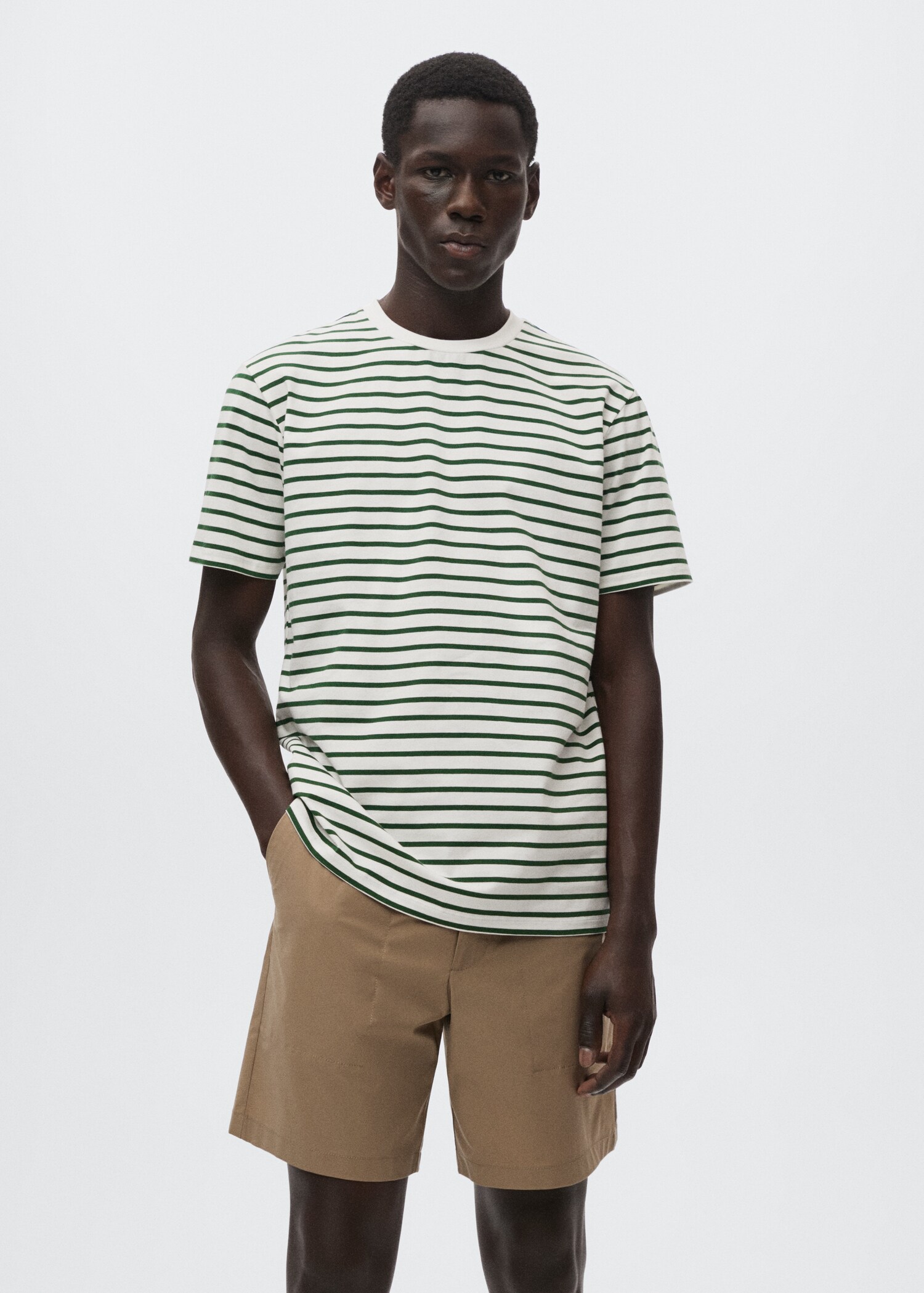 T-shirt algodão riscas - Plano médio