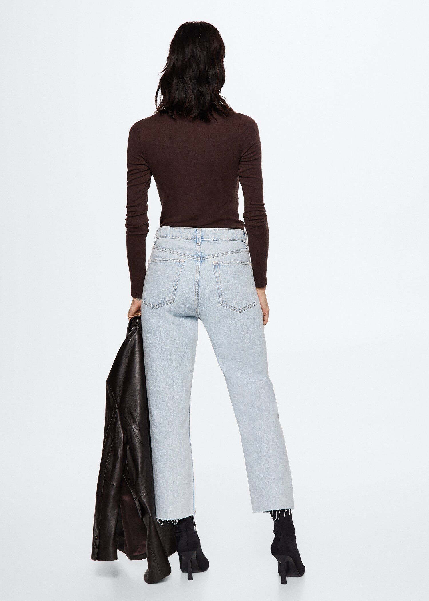 Jeans rectos tiro alto crop - Reverso del artículo