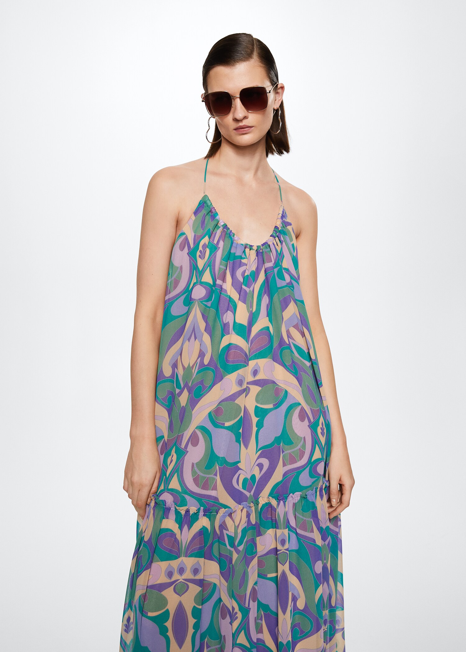 Open back printed dress - Medium plane