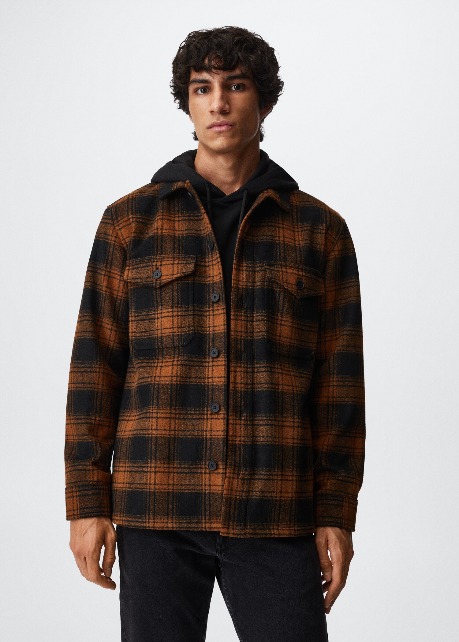 Check wool-blend overshirt - Medium plane