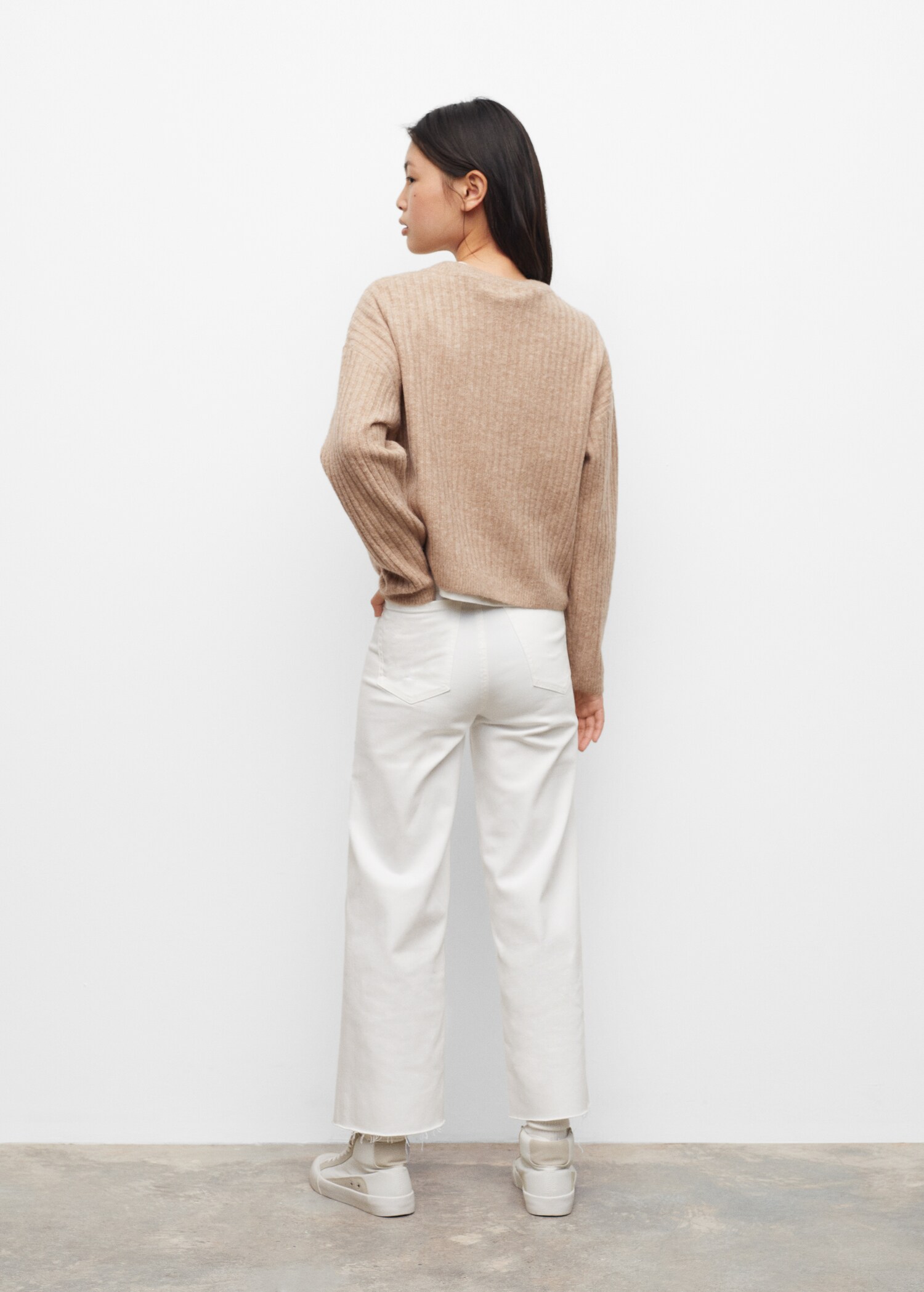 V-neck ribbed knit sweater - Reverse of the article