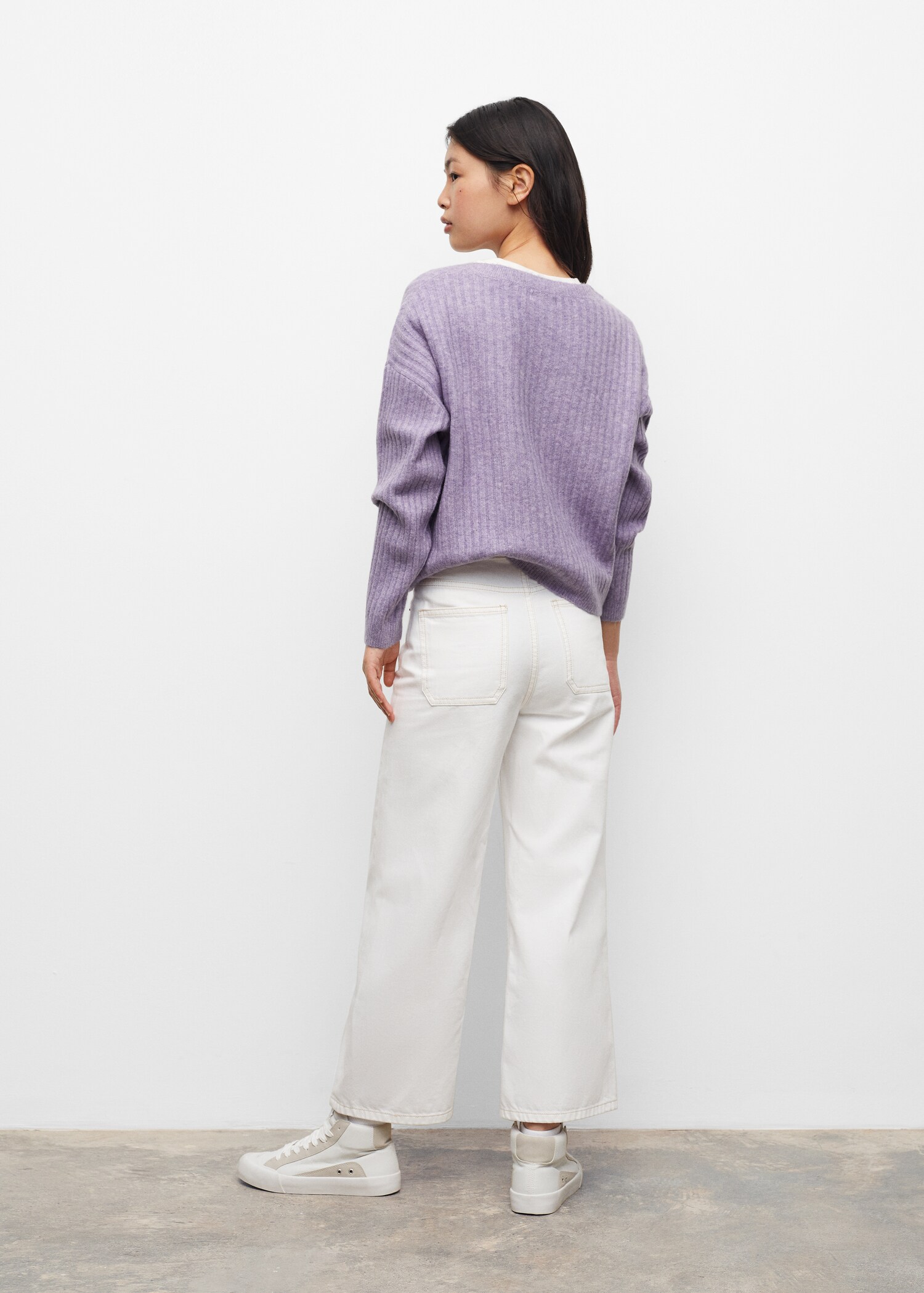 V-neck ribbed knit sweater - Reverse of the article