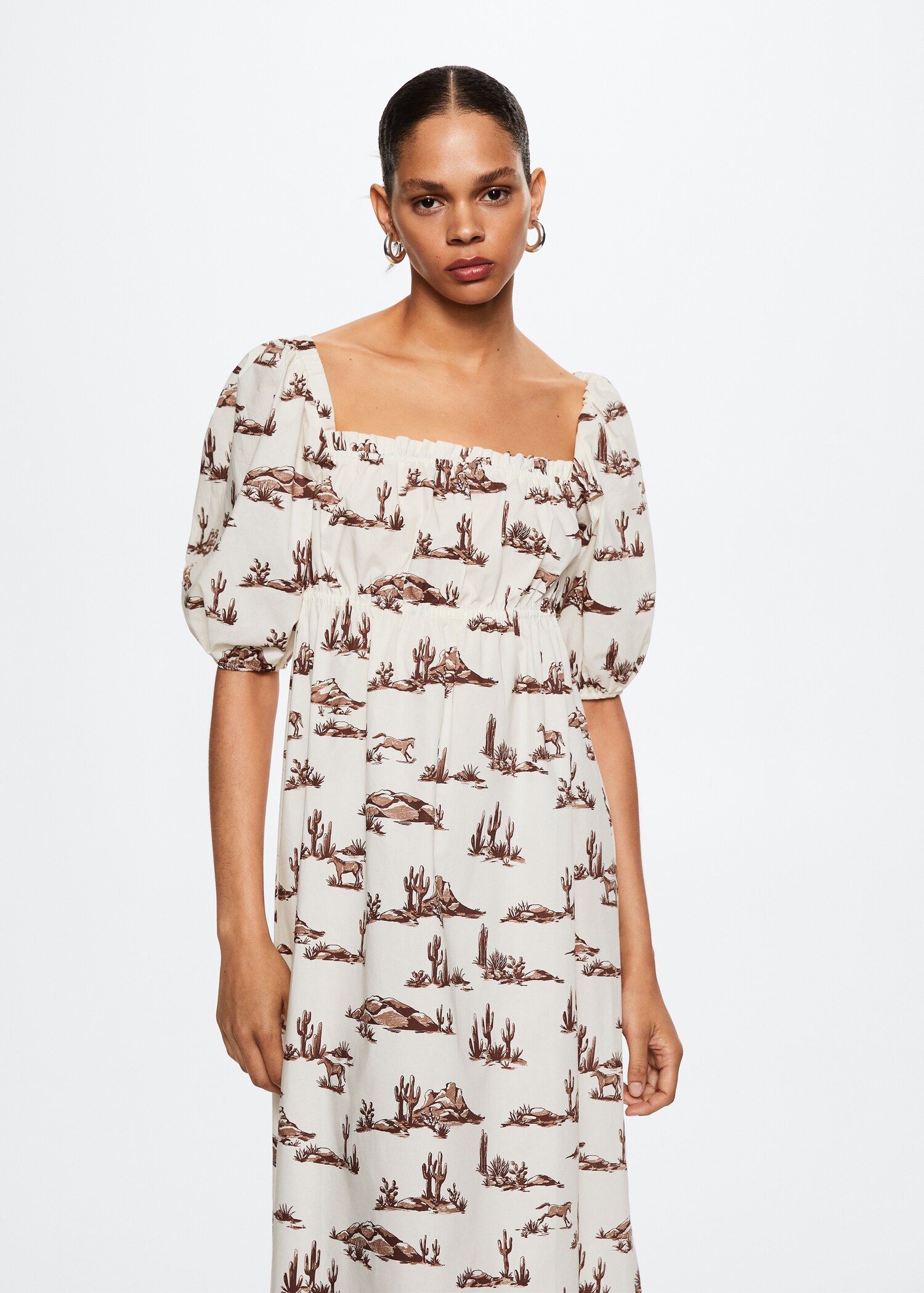 Vestido algodón estampado - Plano medio