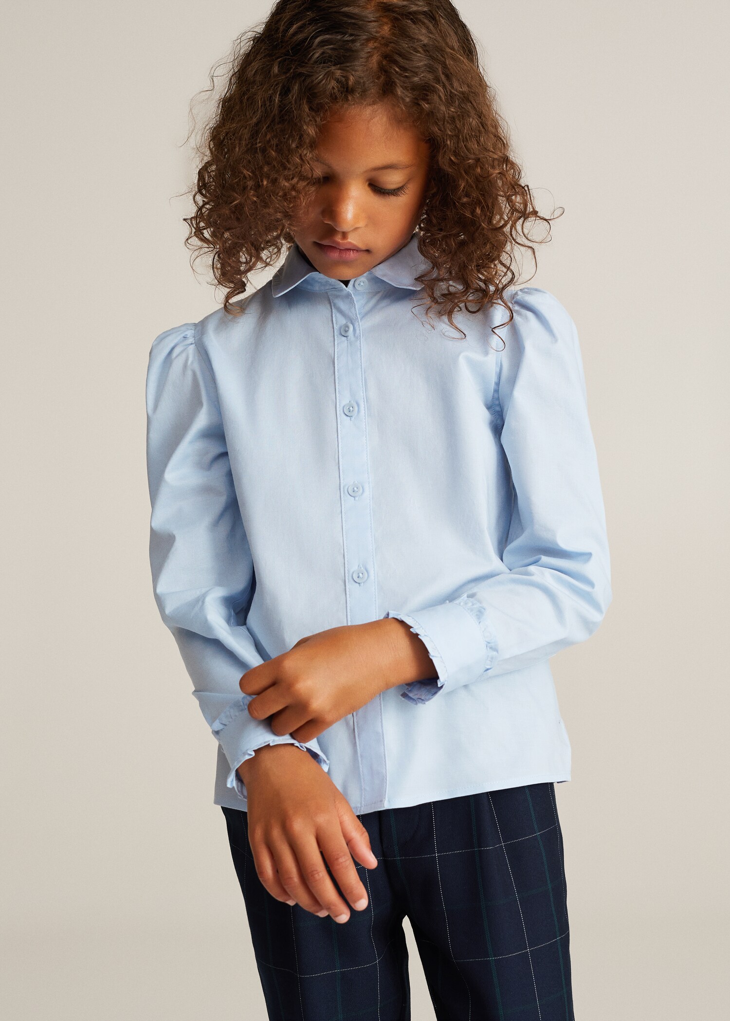Camisa algodón manga abullonada - Plano medio