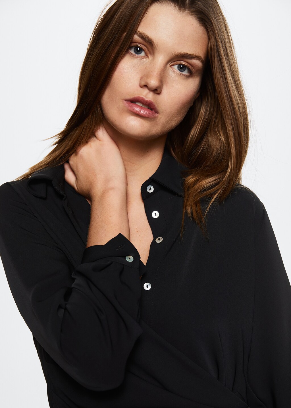 Knot detail shirt dress - Women | MANGO Japan Knot detail shirt dress - Women | MANGO Japan