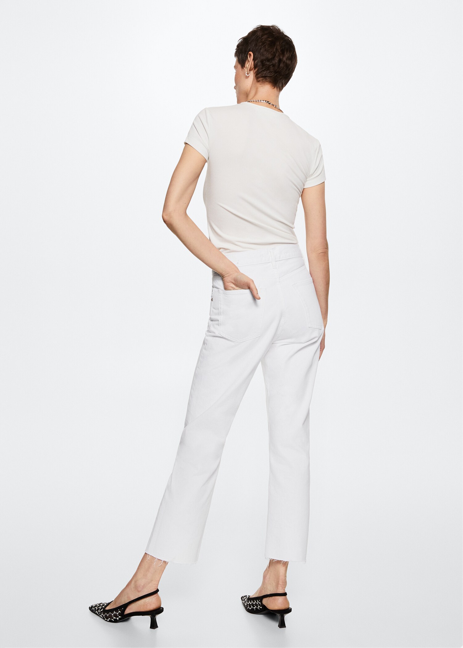 Jean droit taille haute crop - Verso de l’article