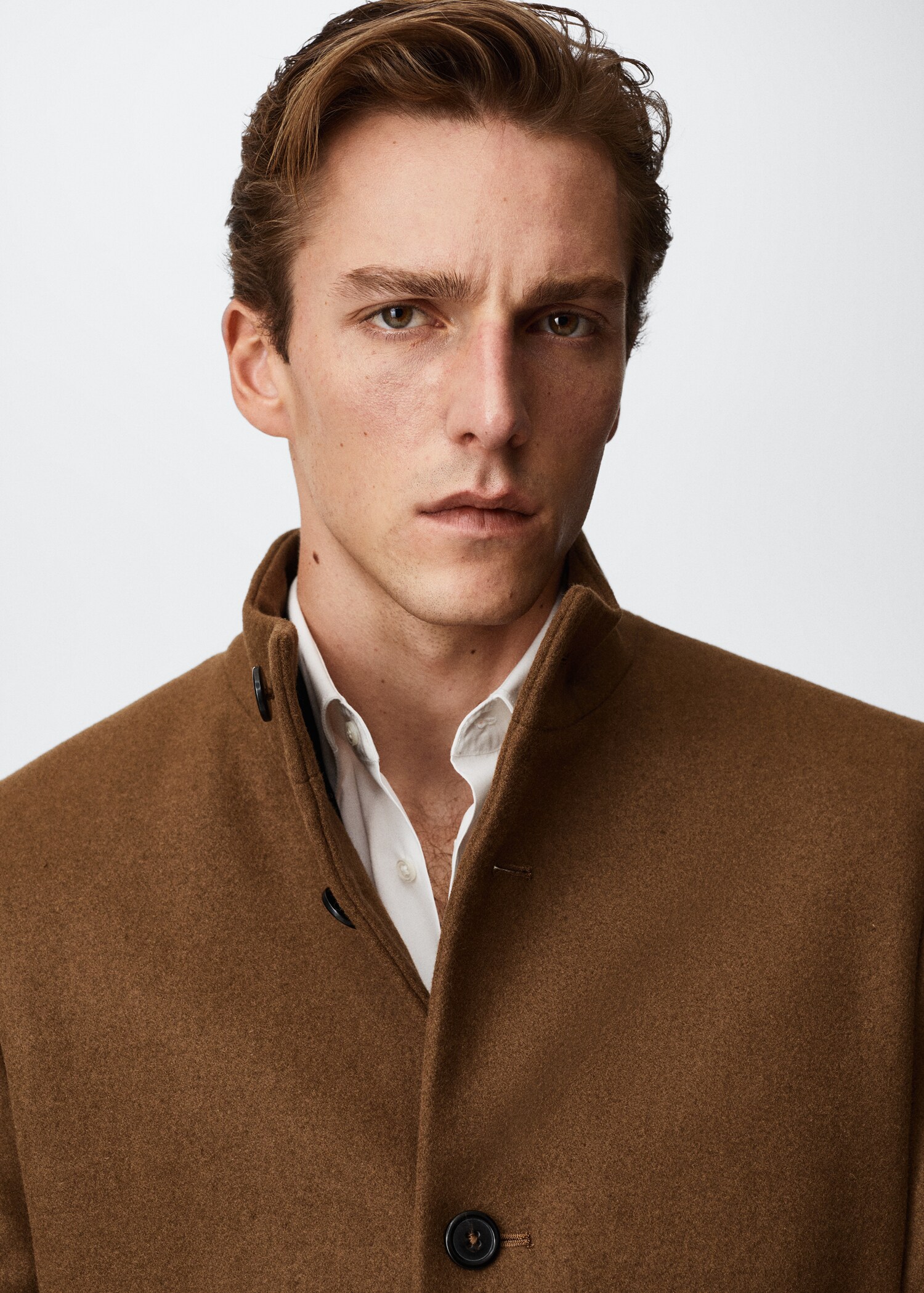 Wool funnel neck coat - Details of the article 1