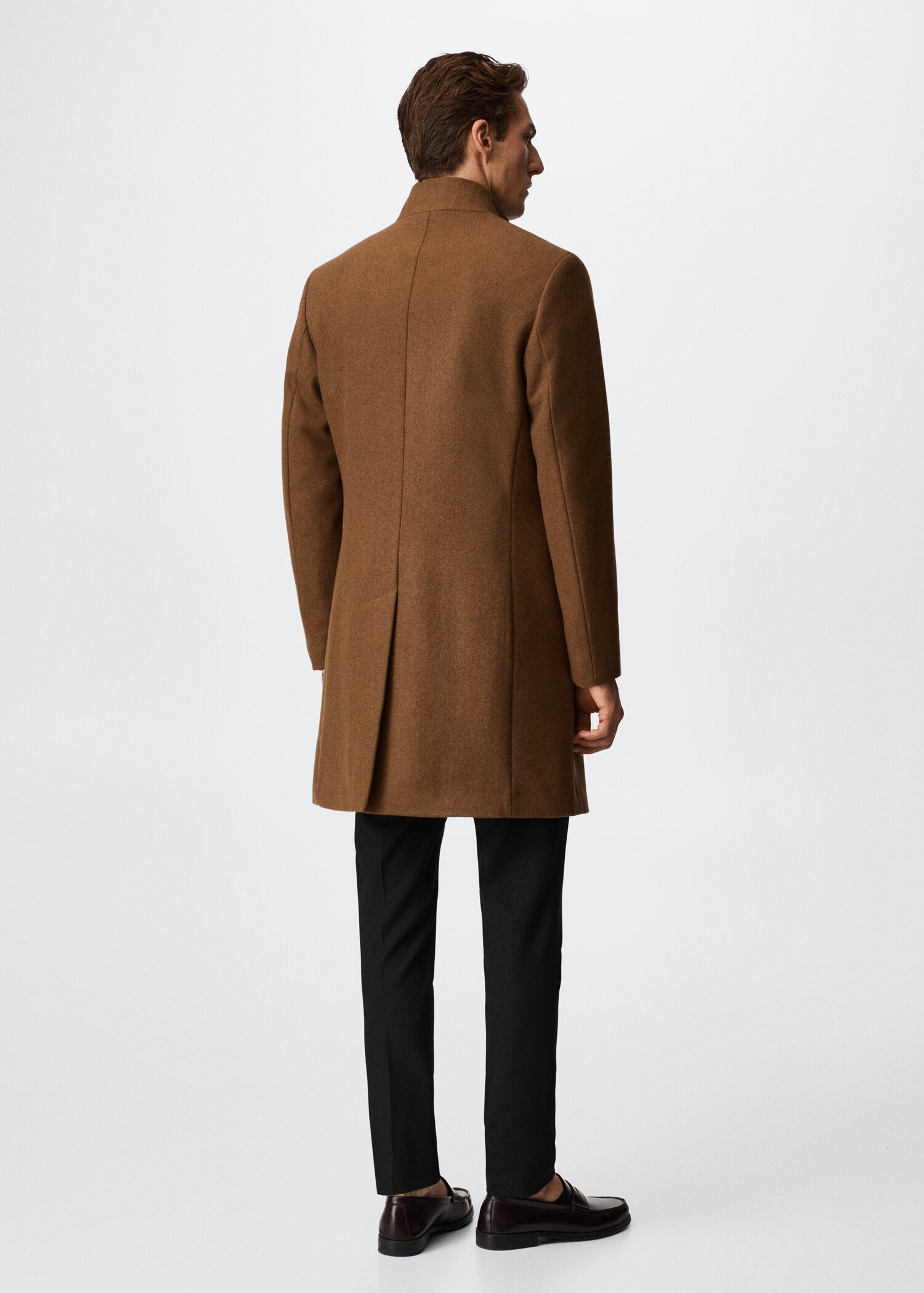 Wool funnel neck coat - Reverse of the article