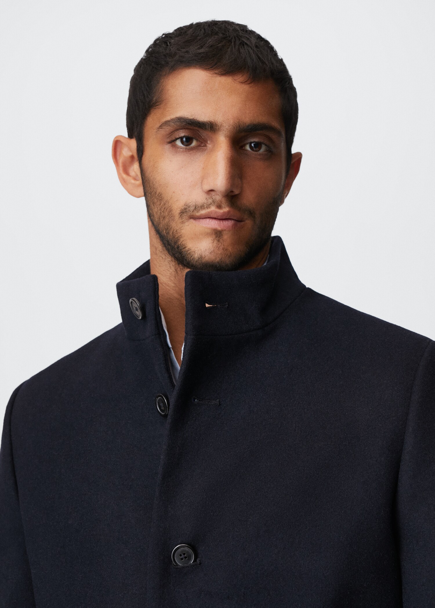 Wool funnel neck coat - Details of the article 1