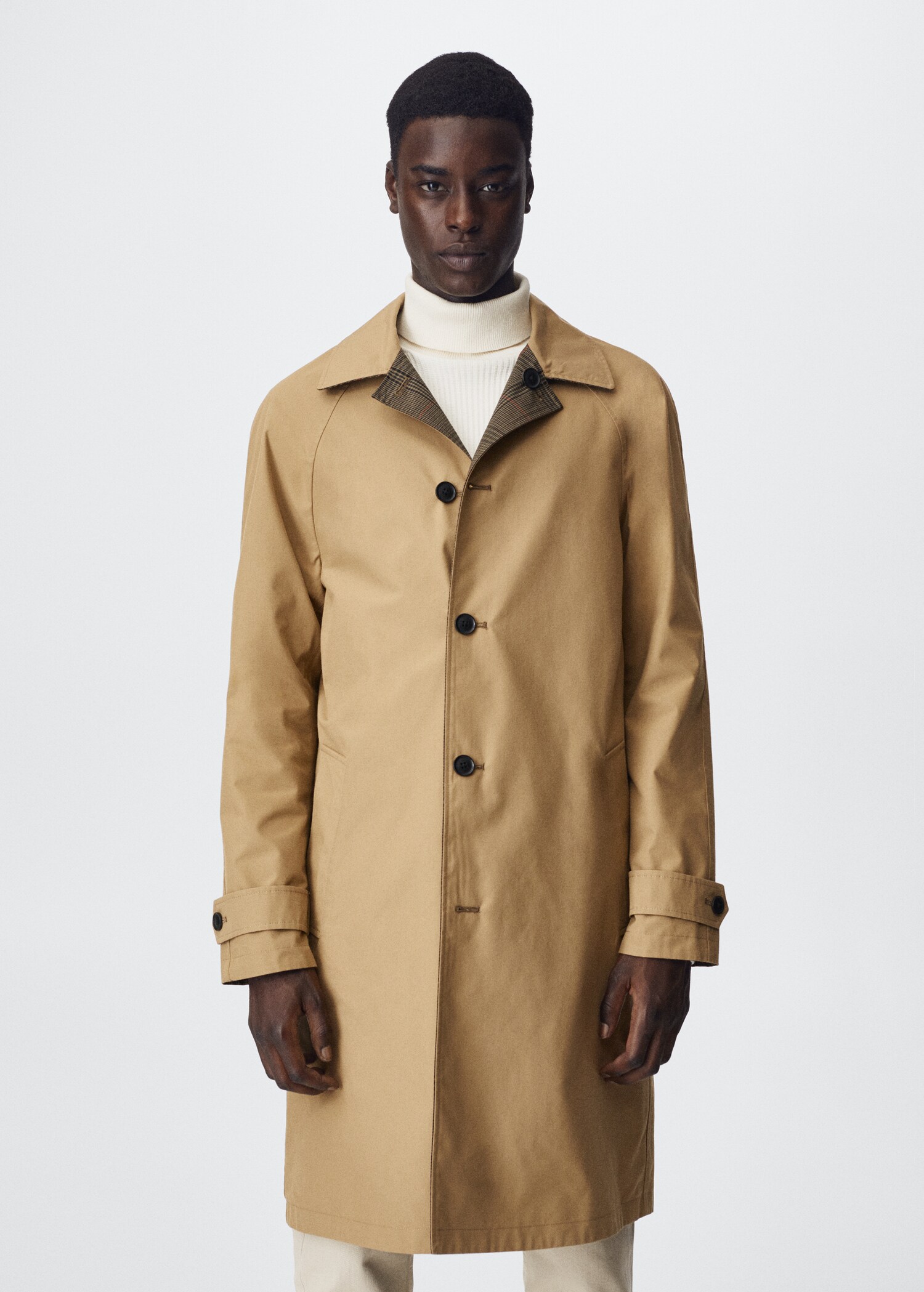 Reversible water-repellent trench coat - Medium plane