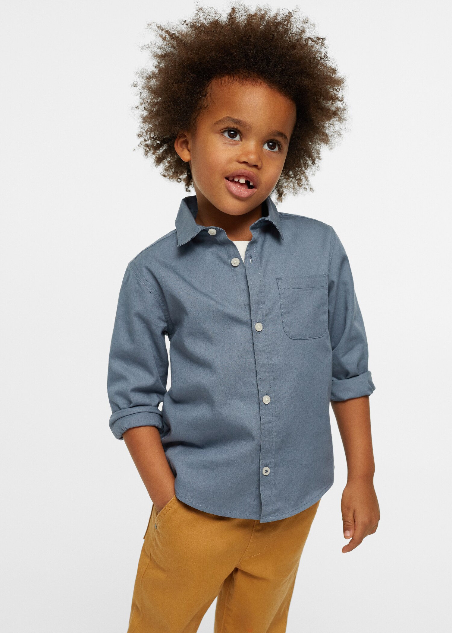 Chest-pocket cotton shirt - Medium plane