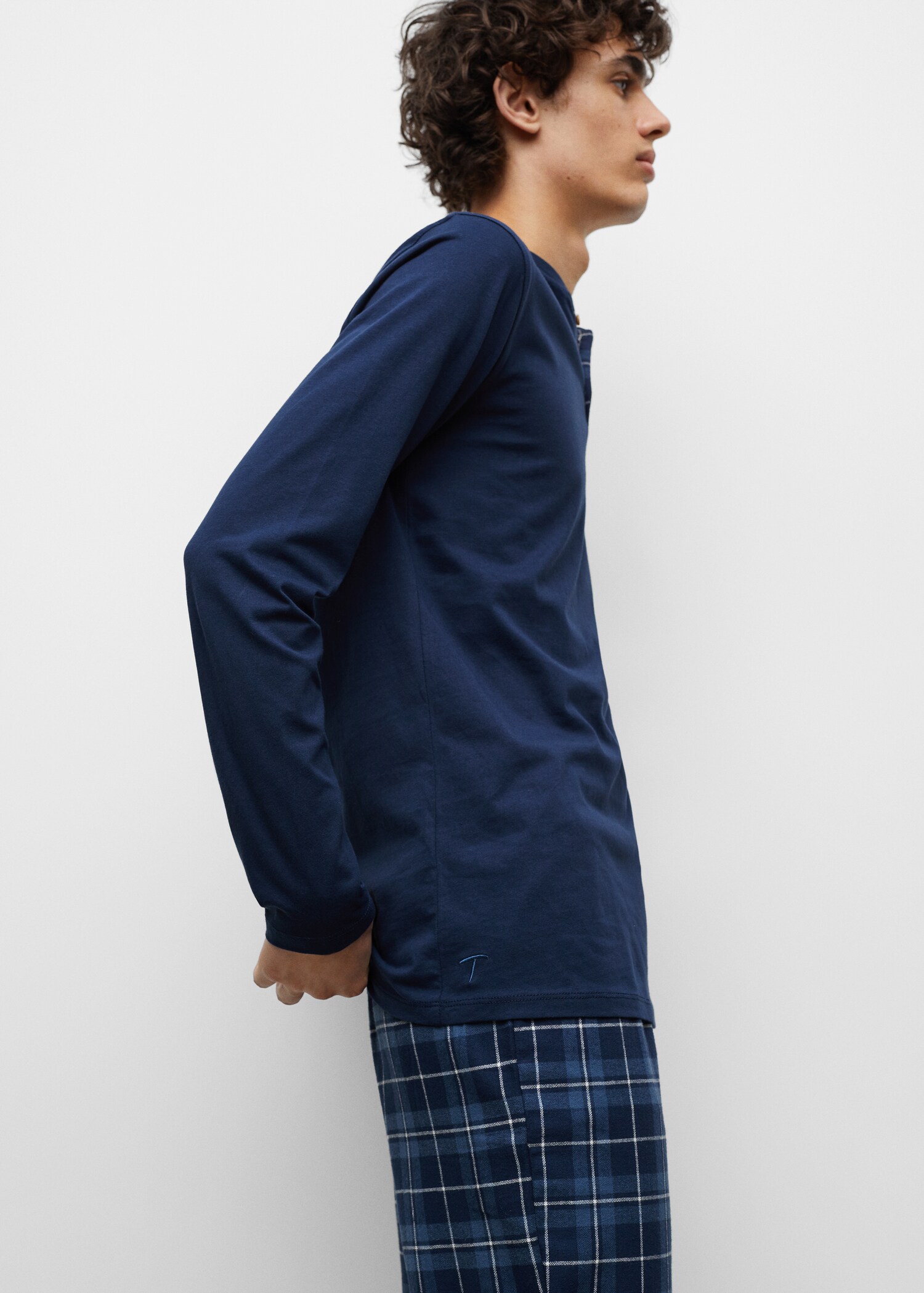Two-pieces check long pyjamas - Medium plane