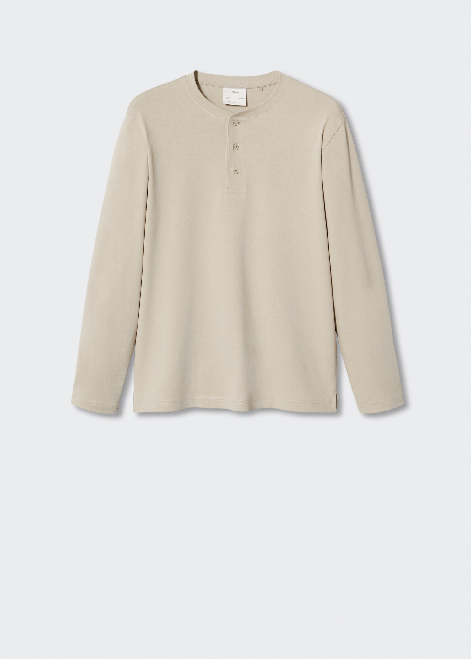 Henley collar long-sleeved t-shirt - Article without model