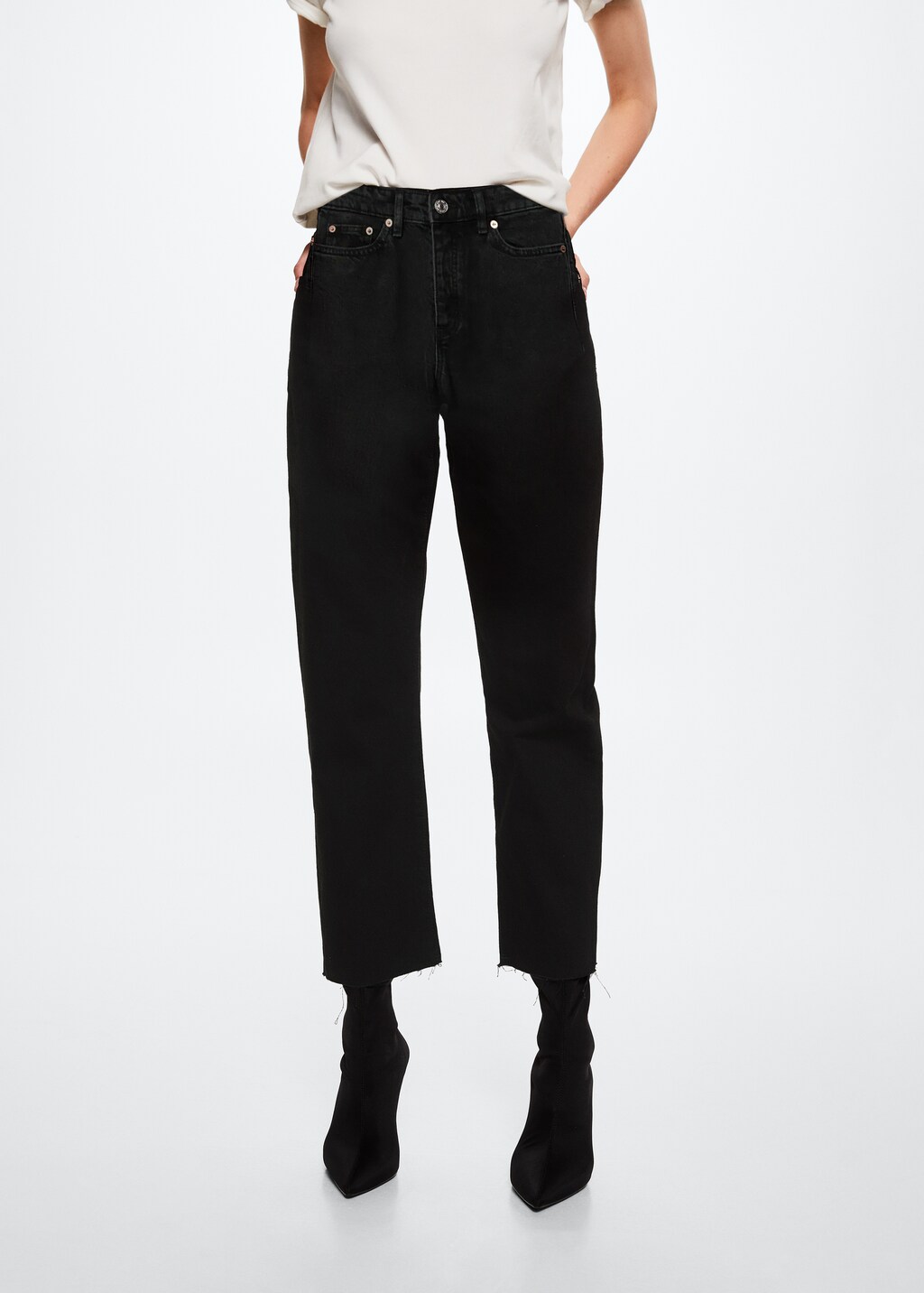 Black cropped frayed jeans new arrivals