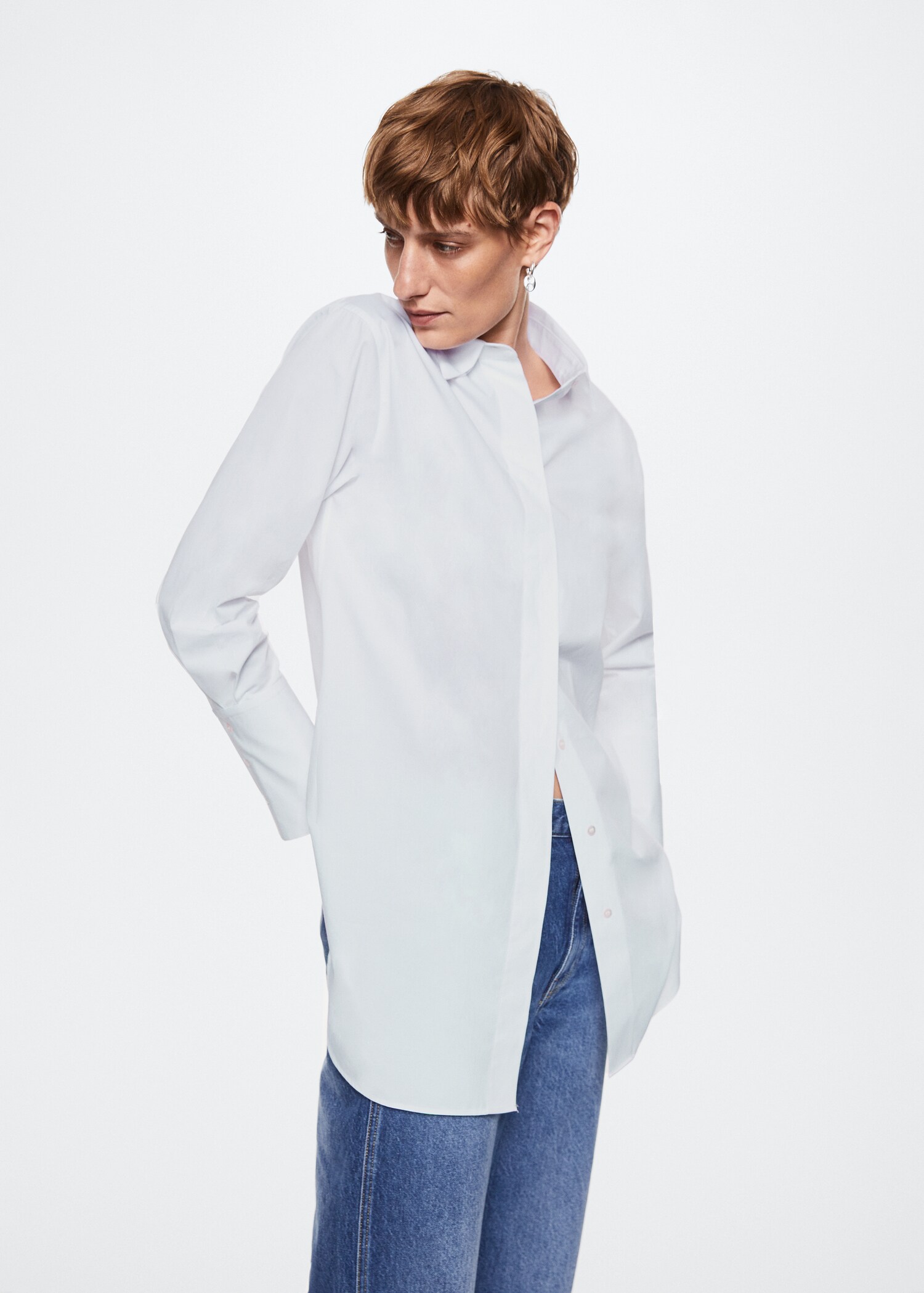 Long poplin shirt - Medium plane