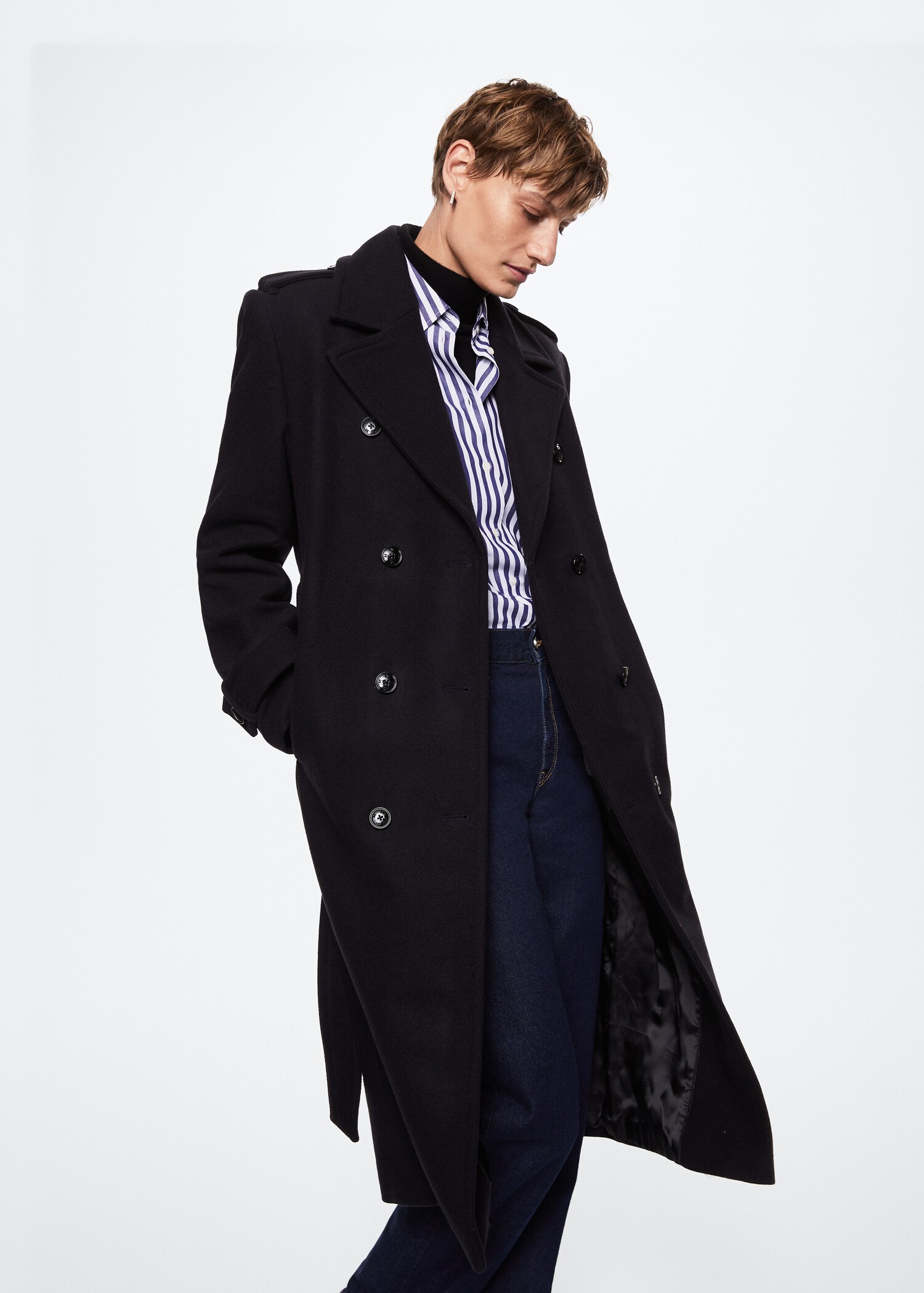 Oversized virgin wool trench coat - Medium plane