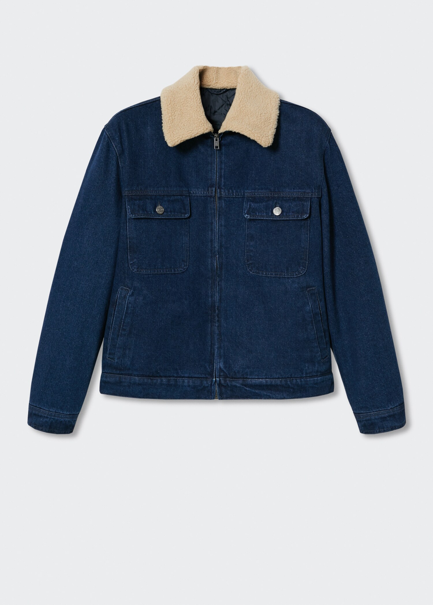 Denim jacket with shearling collar  - Article without model