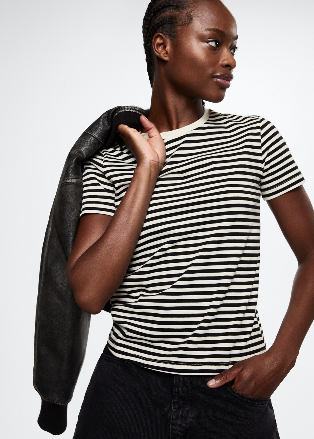 Striped 100% cotton t-shirt - Women | MANGO Kosovo