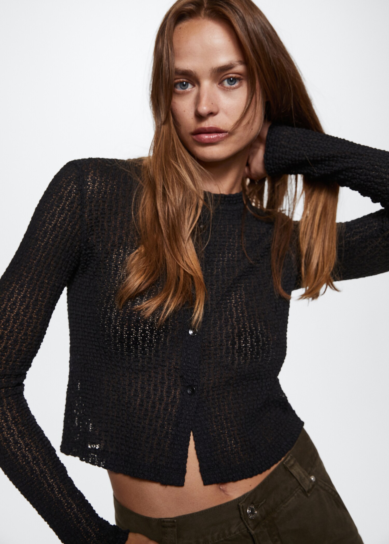Textured button cardigan - Details of the article 4