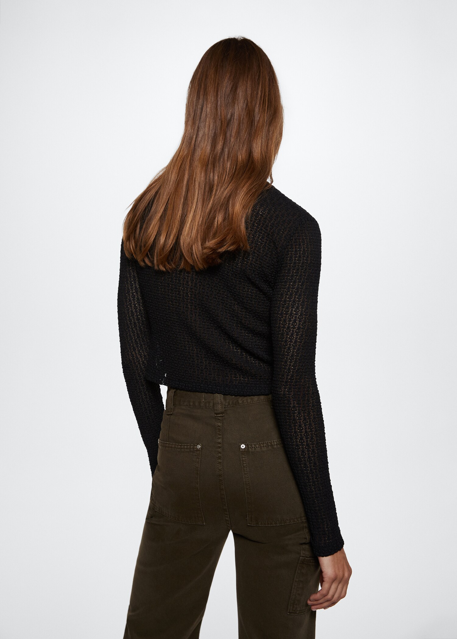 Textured button cardigan - Reverse of the article