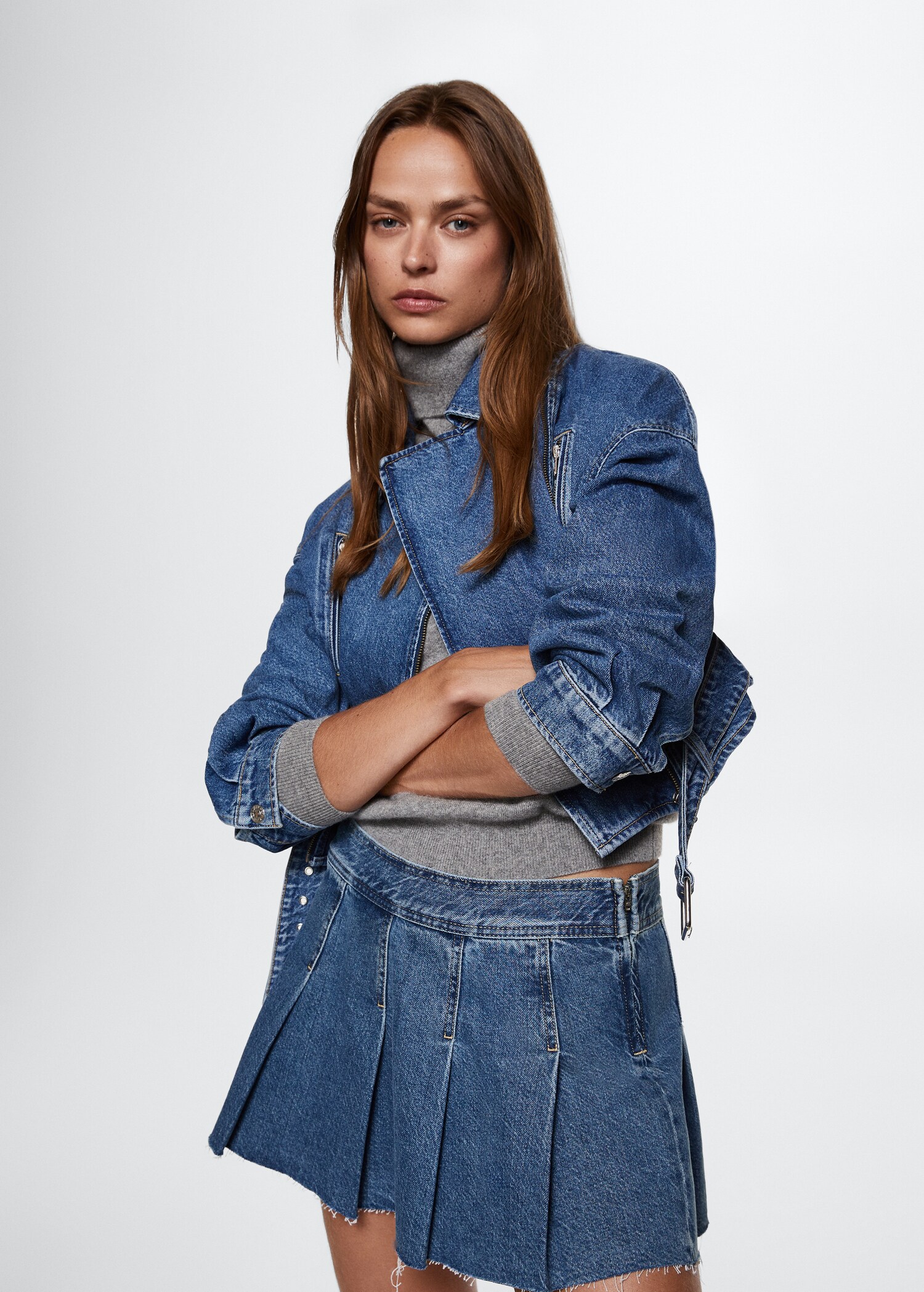 Pleated denim skirt - Details of the article 2