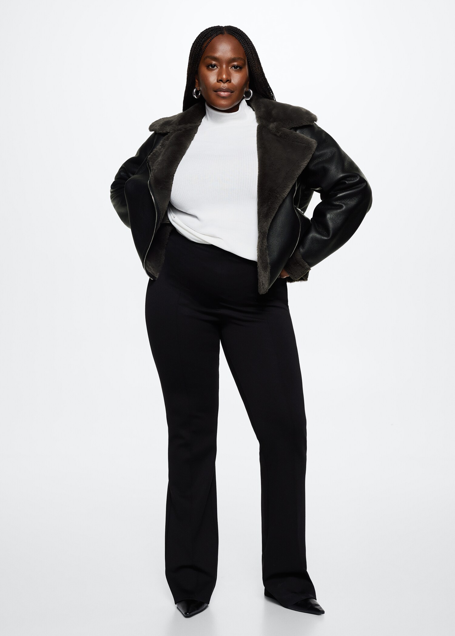 Biker jacket with shearling-effect lining - Details of the article 3
